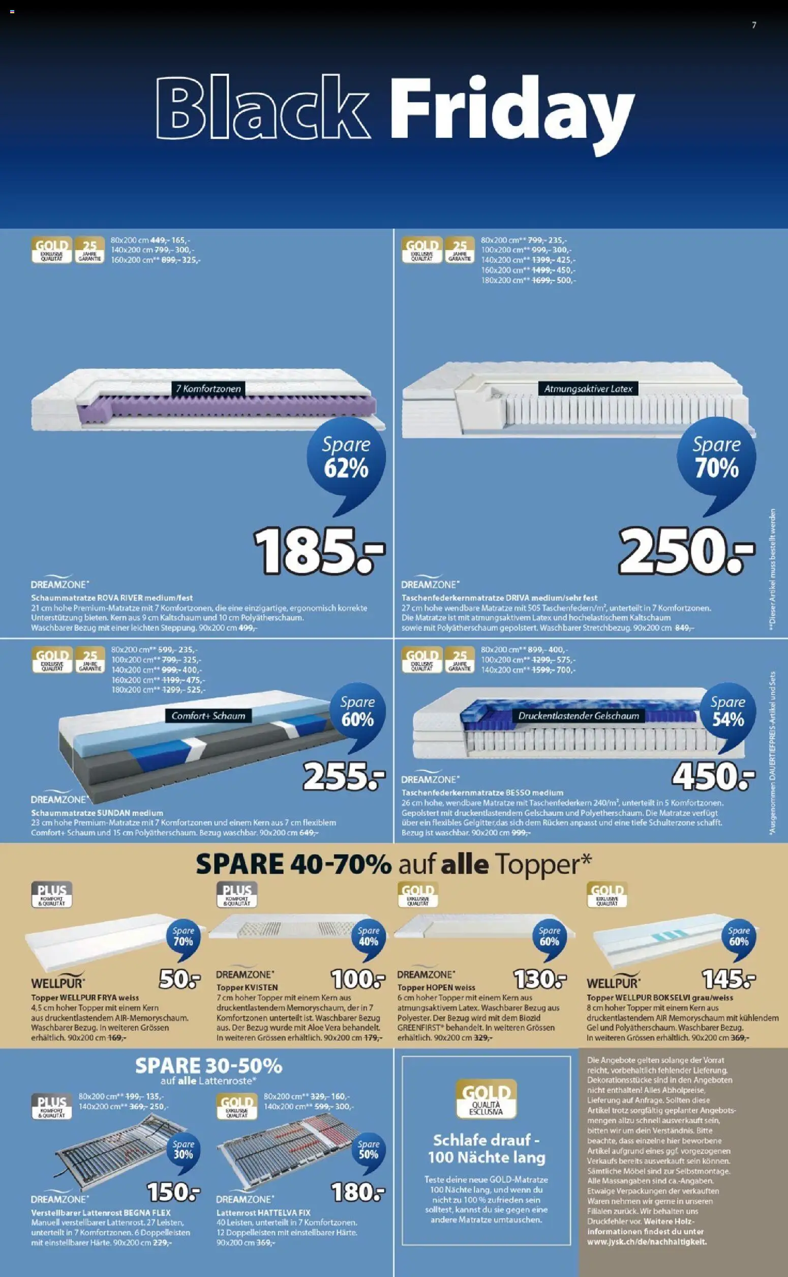 JYSK - Black Friday – gültig ab 24.11.2025 | Seite: 7 | Produkte: Matratze, Topper, Lattenrost