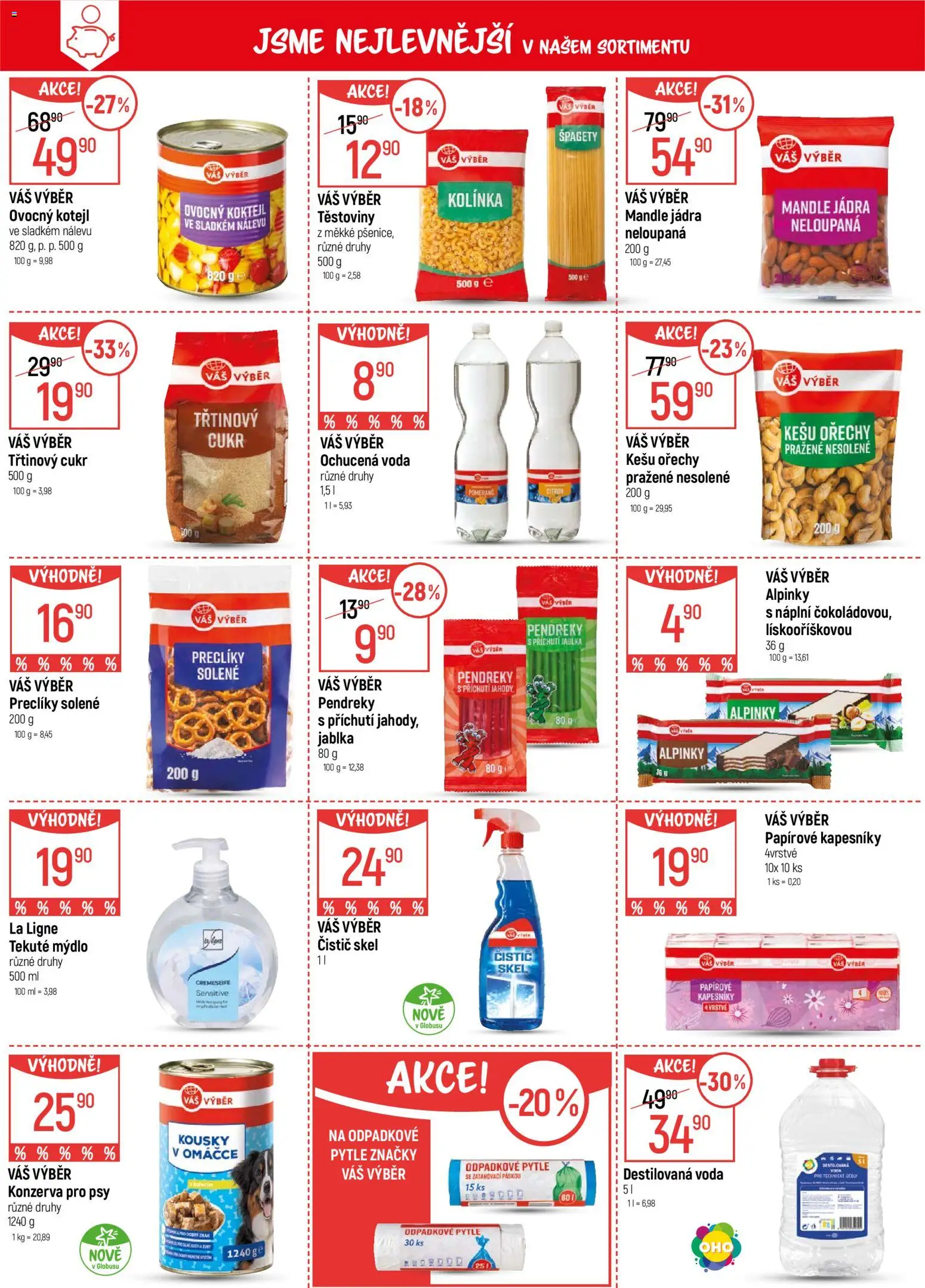 Globus leták - Praha-Štěrboholy od 28.01.2026 | Strana: 4 | Produkty: Voda, Ořechy, Konzerva pro psy, Mandle