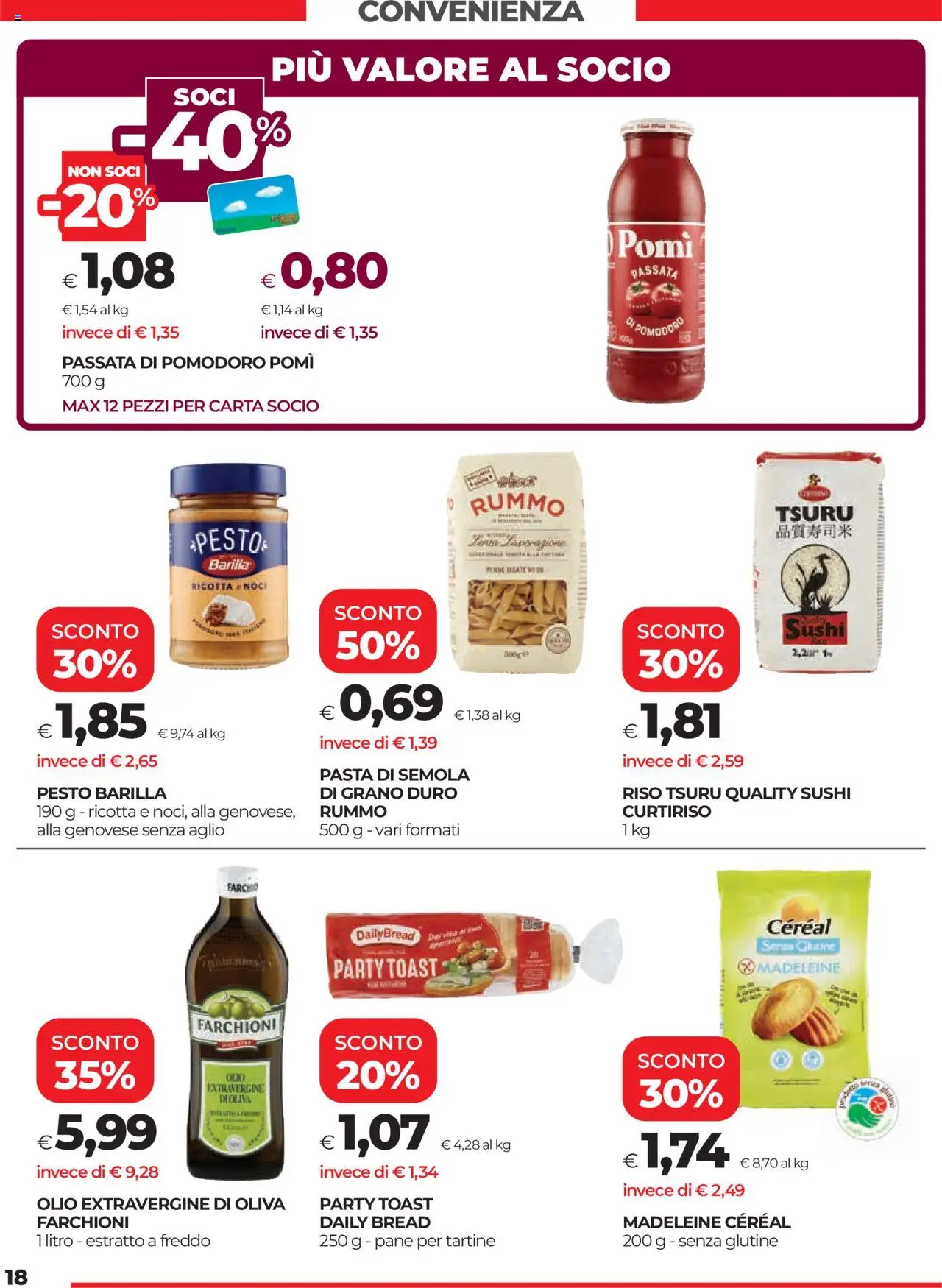 Volantino COOP del 19.06.2025 | Pagina: 18 | Prodotti: Riso, Pasta, Passata di pomodoro, Sushi