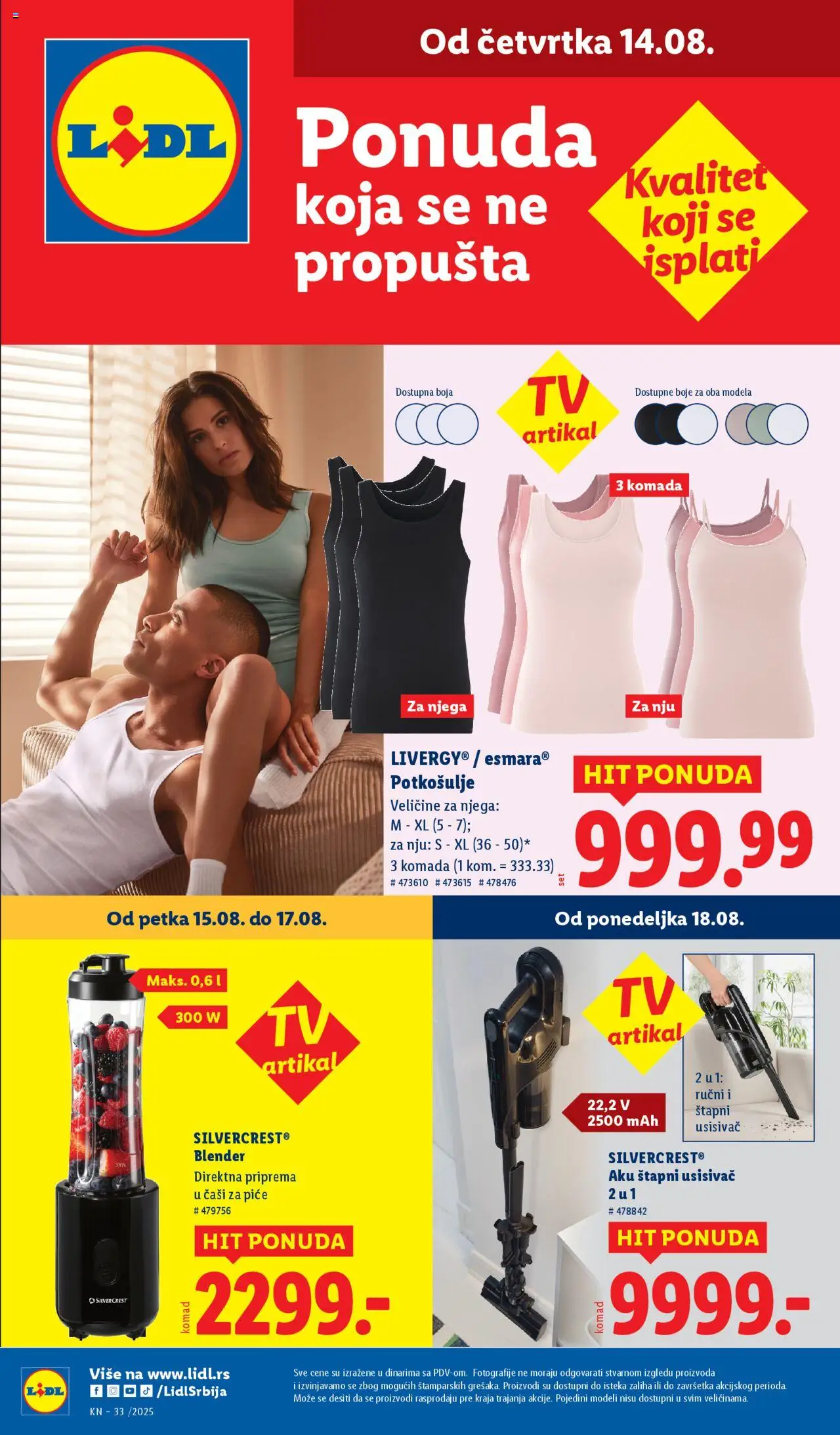 Lidl katalog - važi od 14.08.2025 | Strana: 1 | Proizvode: Usisivač, Silvercrest, Blender, Štapni usisivač