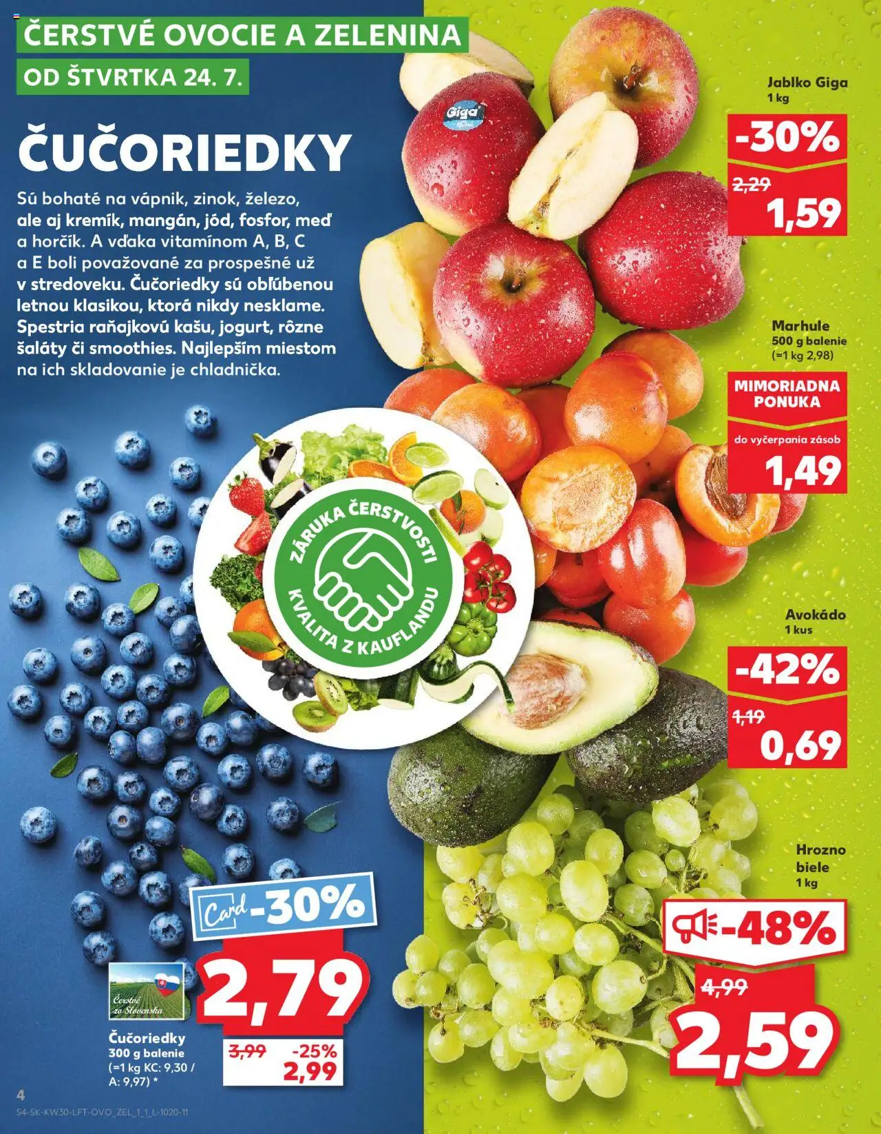 Kaufland Senica │ platný od 24.07.2025 | Strana: 4 | Produkty: Apple, Čučoriedky, Marhule, Hrozno
