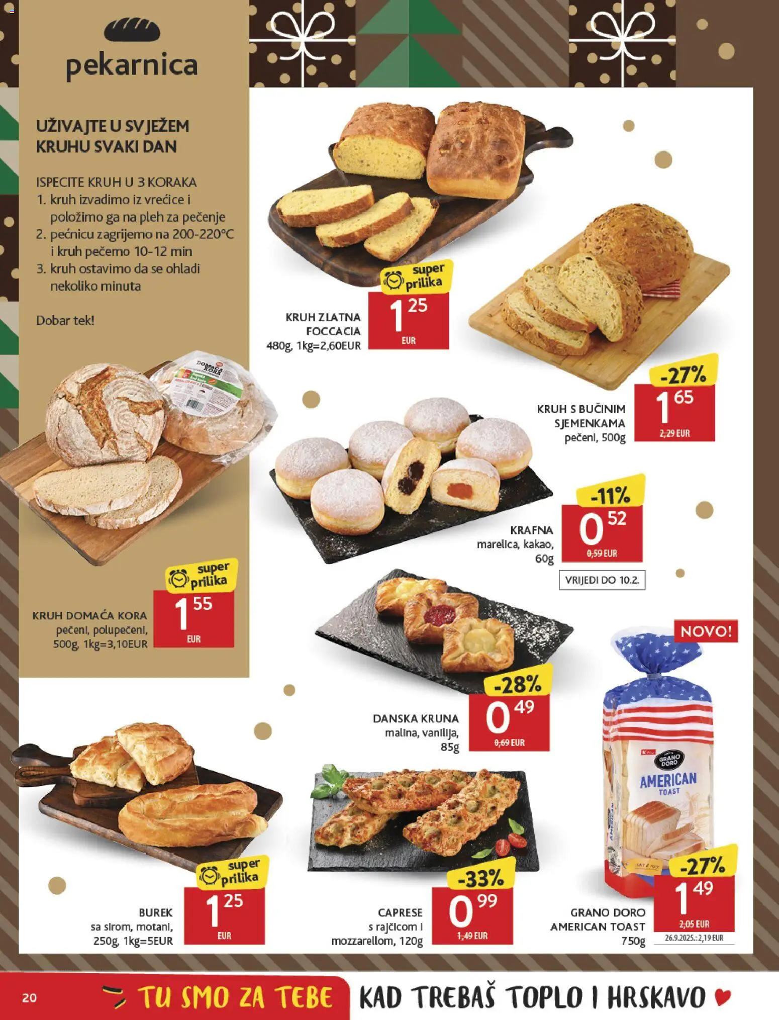 Konzum katalog | vrijedi od 27.12.2025 | Stranica: 20 | Proizvodi: Kruh, Toast, Pizza, Burek