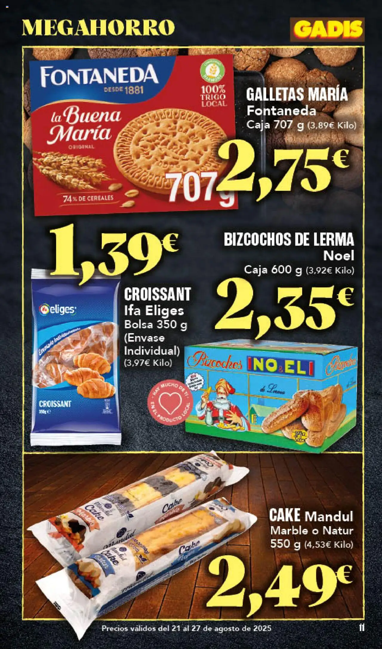 Gadis folleto │ válido desde el 21.08.2025 | Página: 11 | Productos: Croissant, Cereales, Galletas, Bolsa