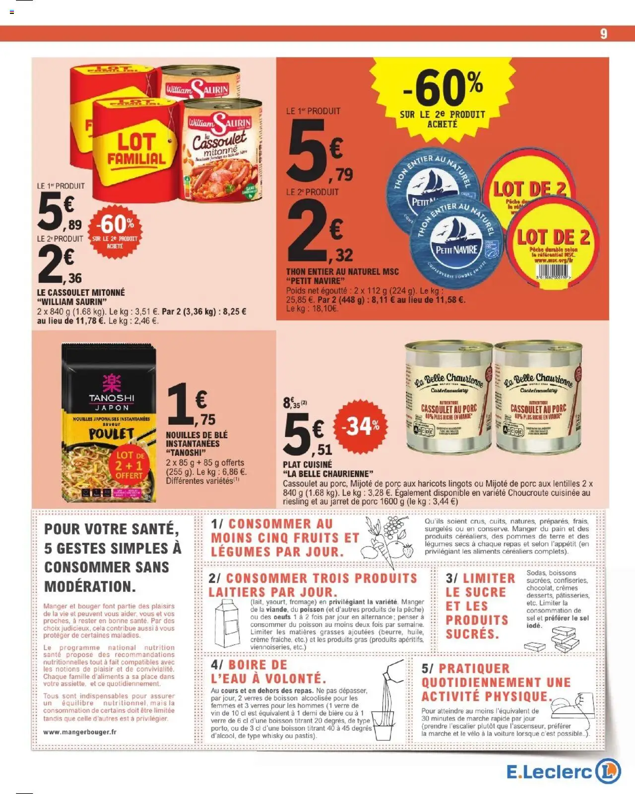 {H1} | Page: 9 | Produits: Œufs, Porc, Poisson, Nouilles