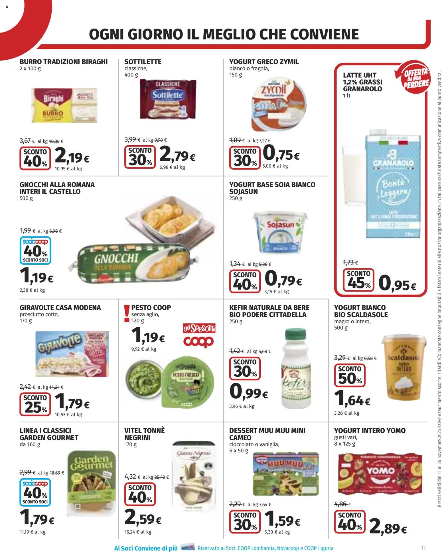 Volantino COOP del 13.11.2025 | Pagina: 17 | Prodotti: Yogurt, Latte, Prosciutto, Burro