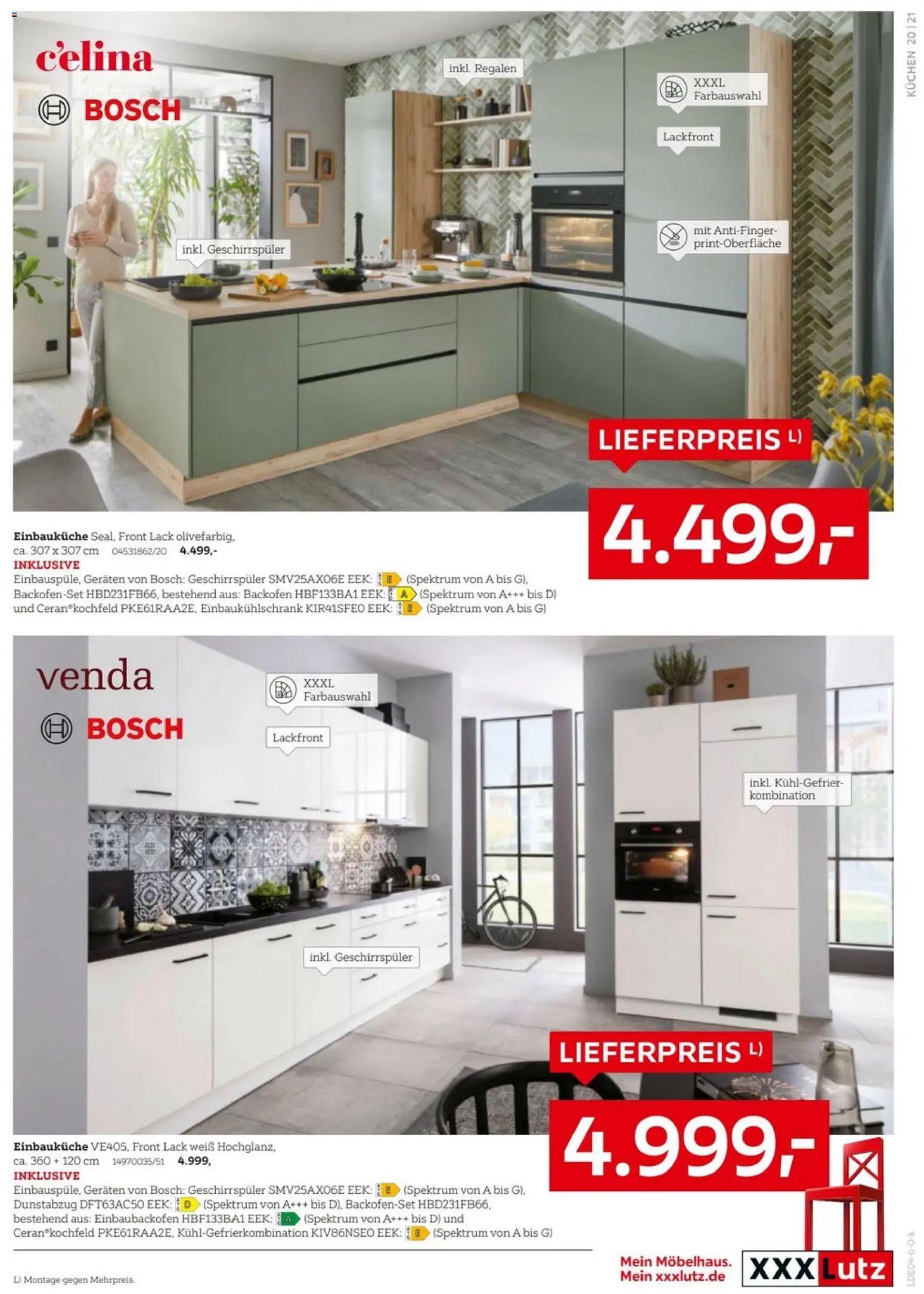 XXXLutz Nr. 1 bei Küchen – gültig ab 11.04.2026 | Seite: 21 | Produkte: Einbauküche, Backofen, Dunstabzug, Kuchen