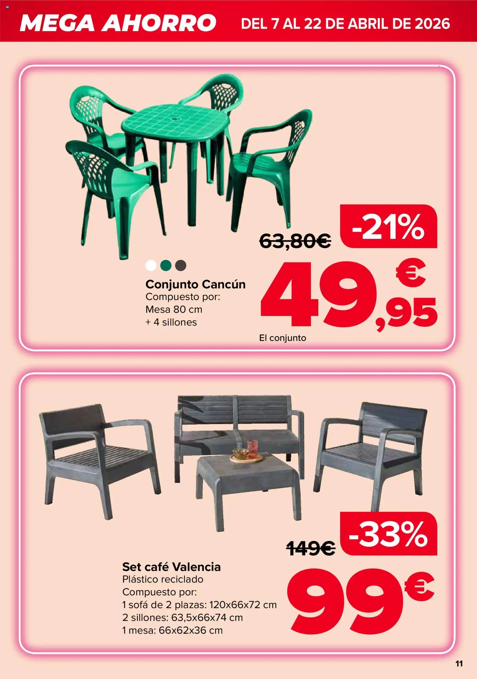 Carrefour Mega Ahorro │ válido desde el 07.04.2026 | Página: 11 | Productos: Café, Sofá, Mesa