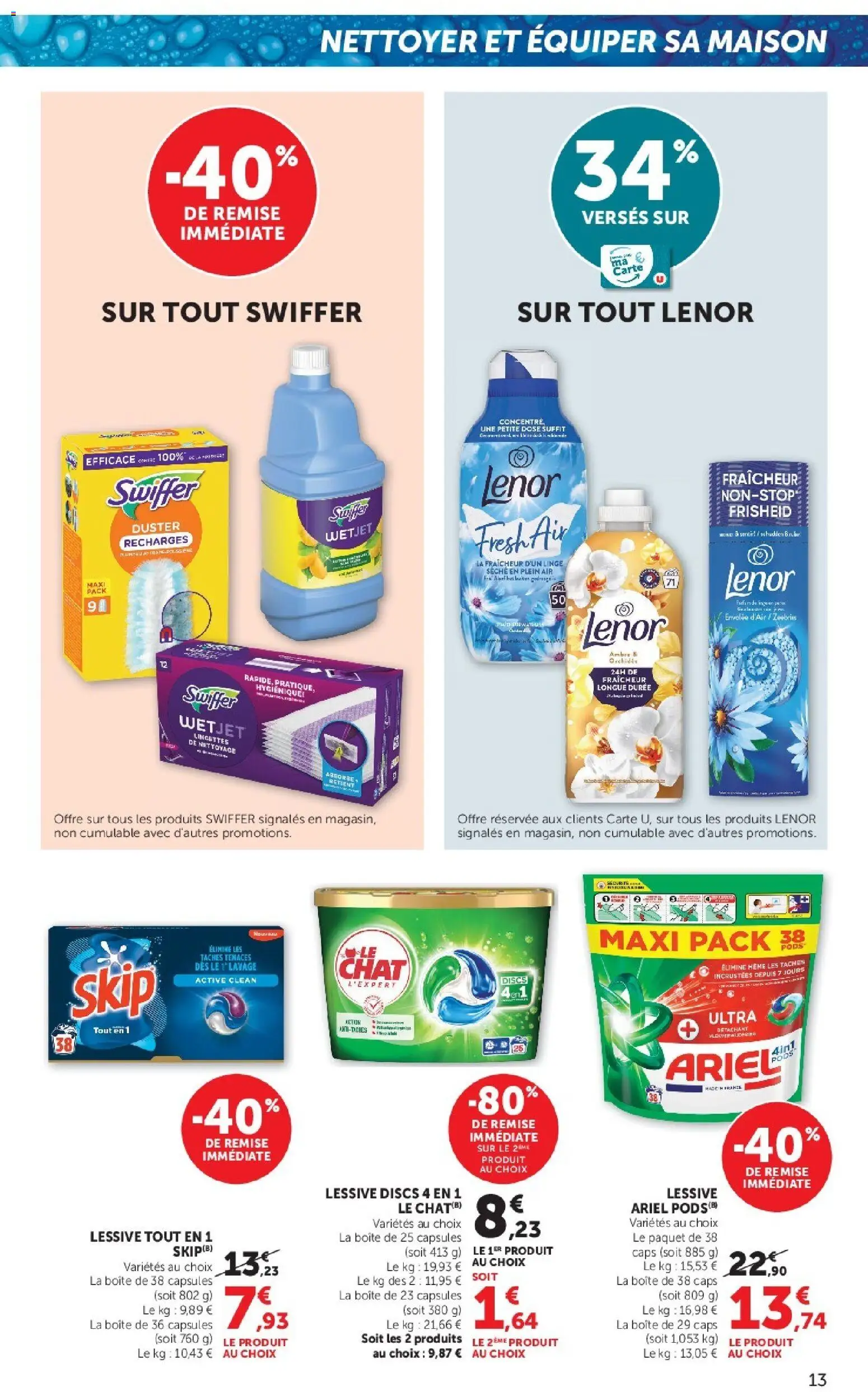 {H1} | Page: 13 | Produits: Ariel, Lenor, Lessive