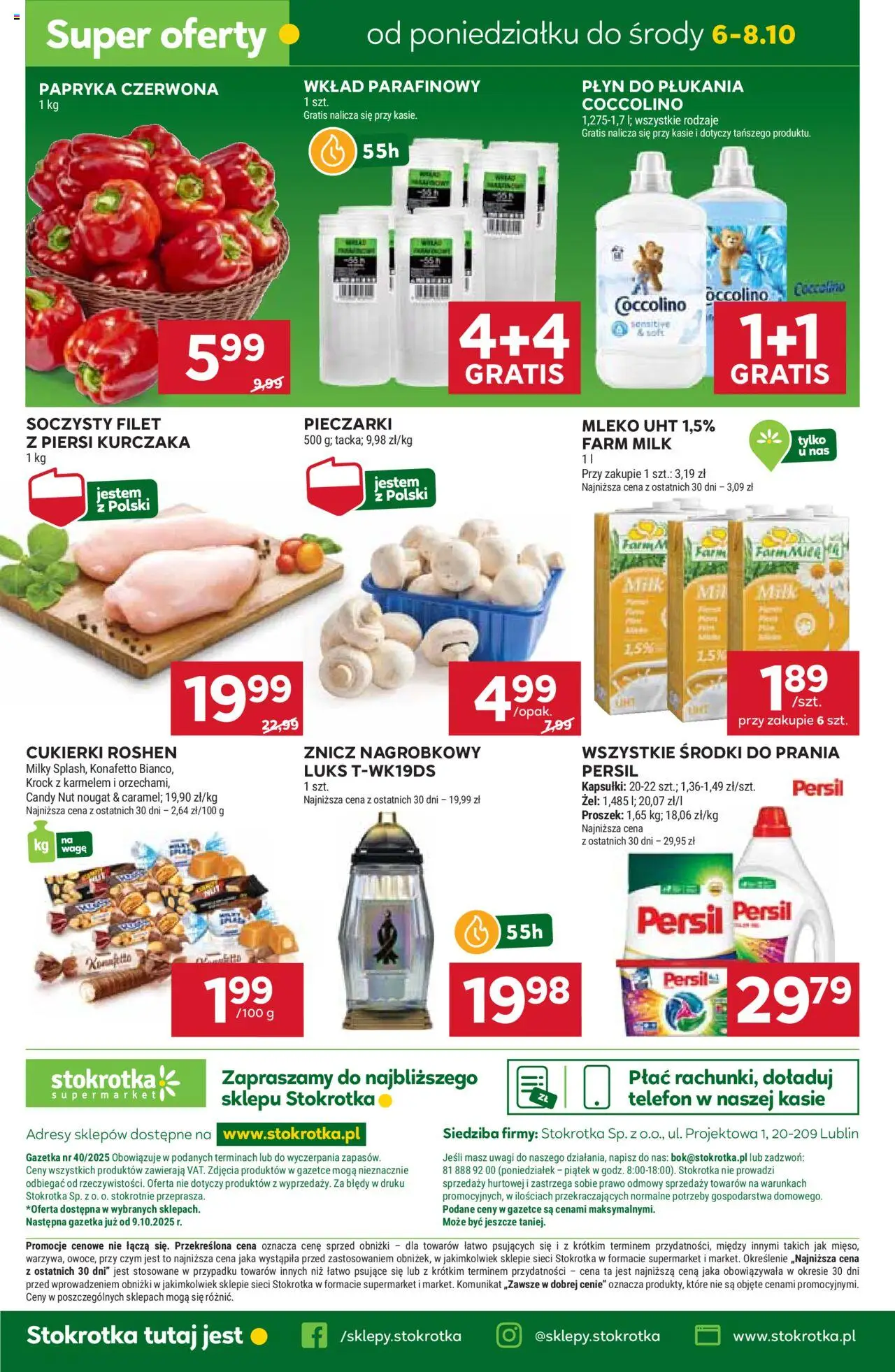 Stokrotka Gazetka od 02.10.2025 | Strona: 49 | Produkty: Stokrotka, Mleko, Papryka czerwona, Cukierki