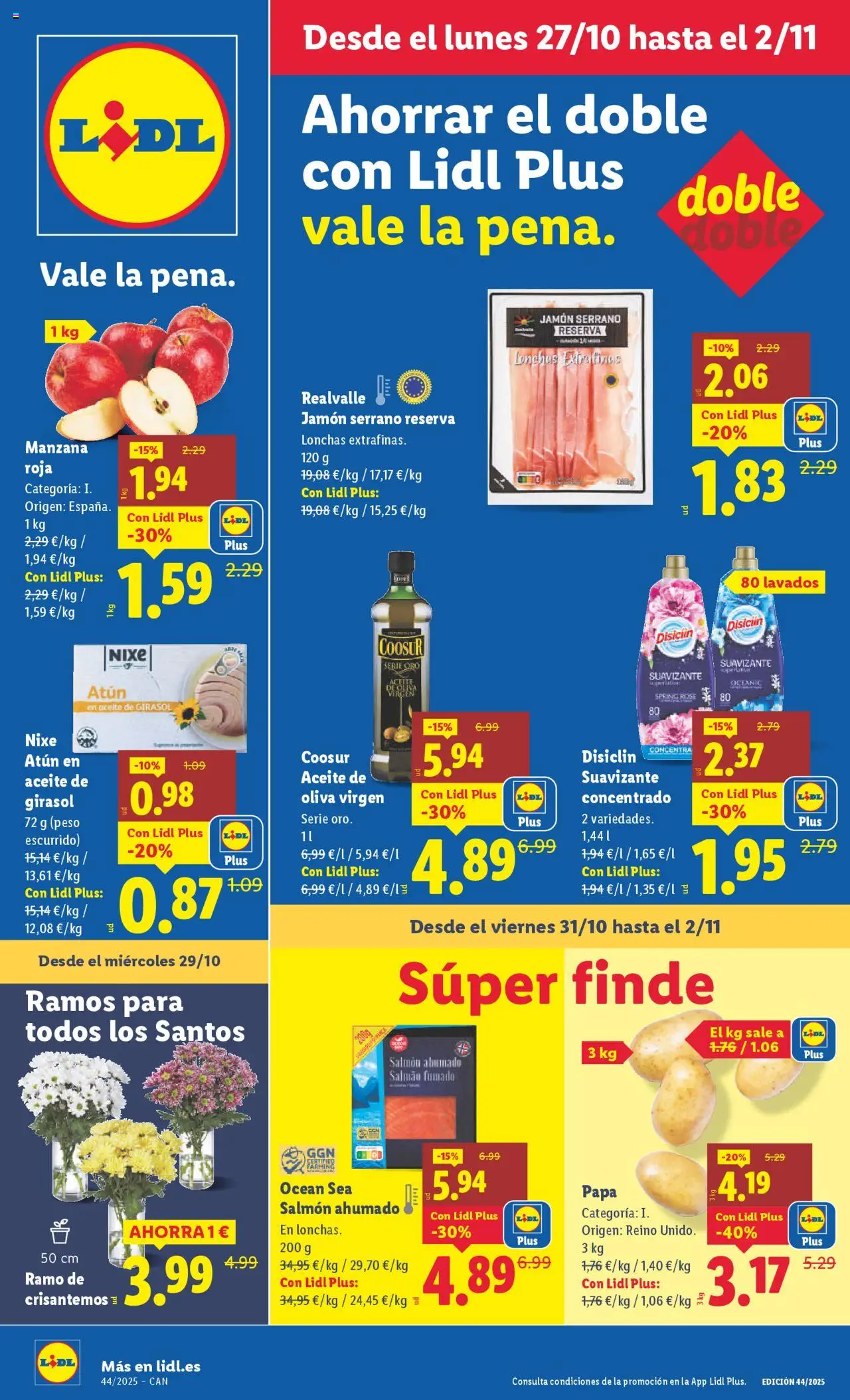 Lidl - Canarias │ válido desde el 27.10.2025 | Página: 1 | Productos: Jamón serrano, Jamón, Manzana, Salmón ahumado