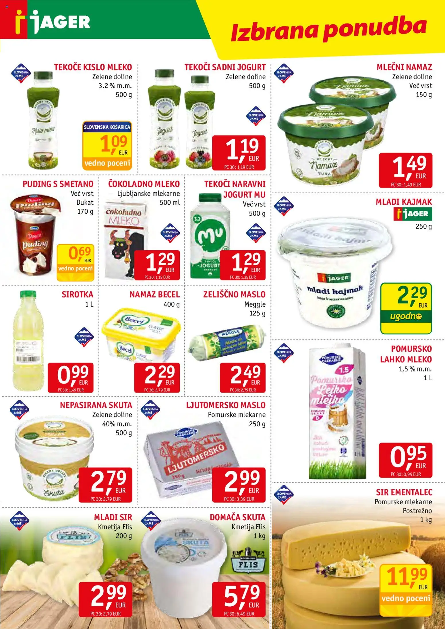 Novi Jager katalog ponudbe – veljaven od 08.04.2026 | Stran: 5 | Izdelki: Puding, Mleko, Maslo, Sir