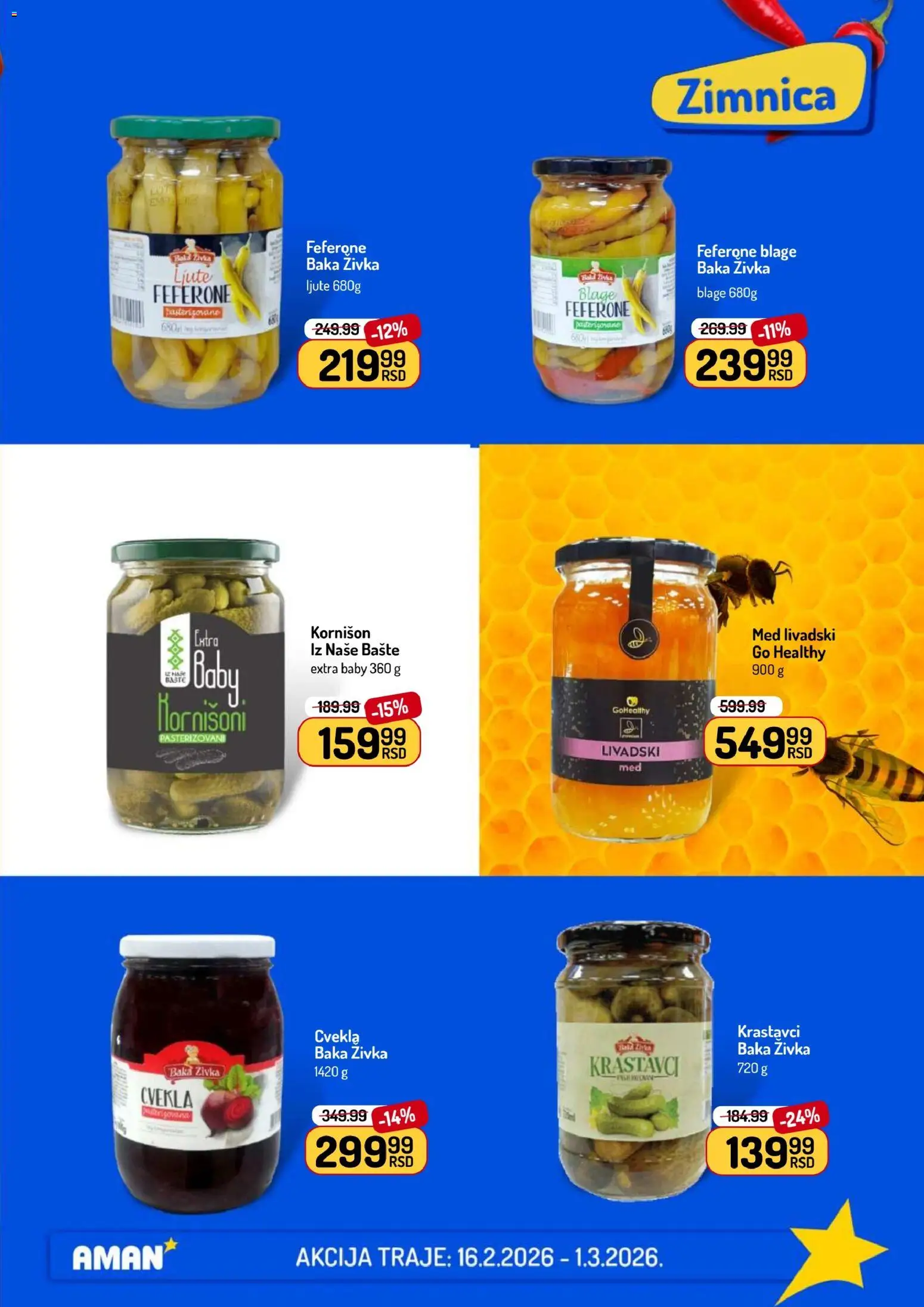 Aman katalog - važi od 16.02.2026 | Strana: 21 | Proizvode: Krastavci, Cvekla, Med