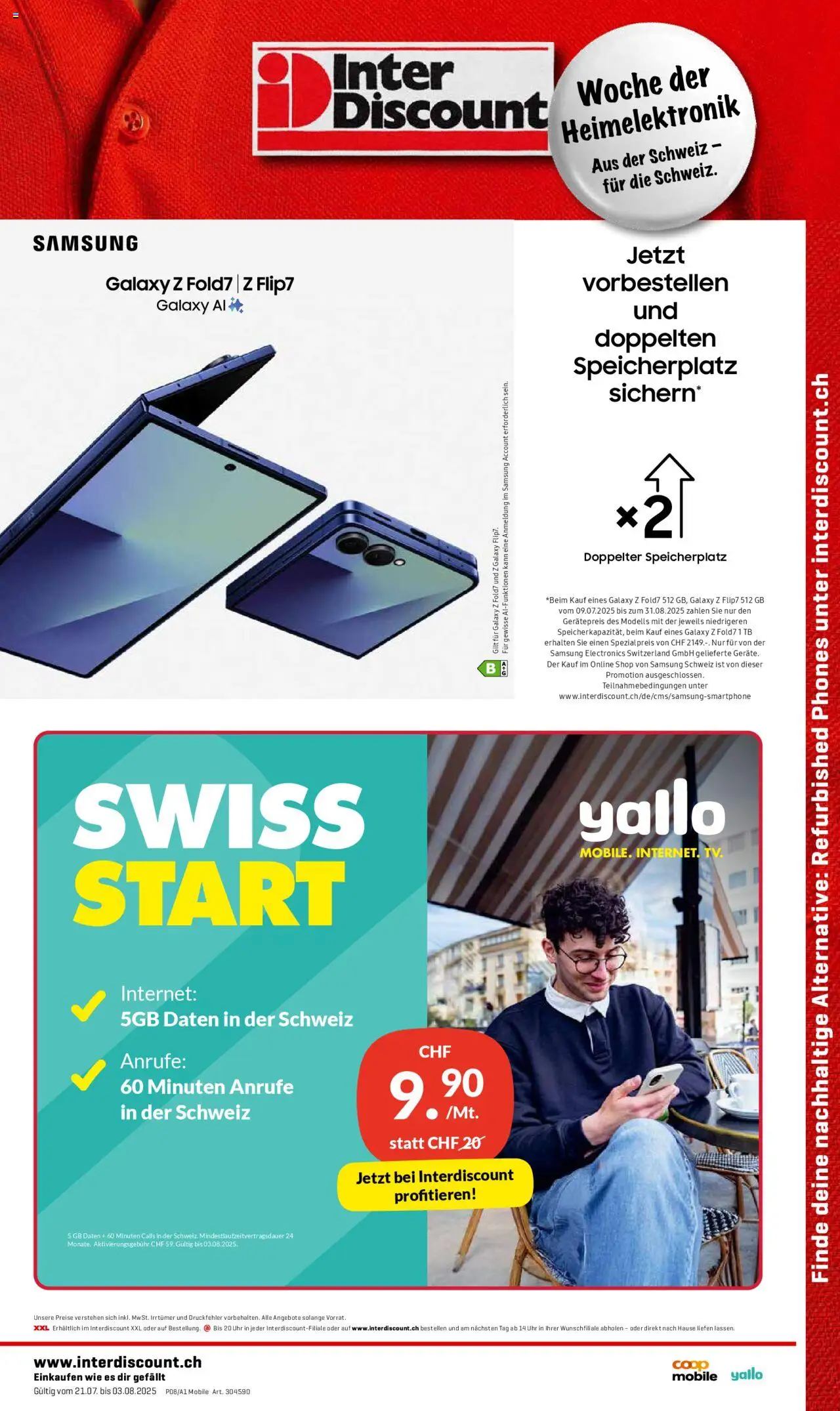 Interdiscount Aktionen Mobile ab 21.07.2025 | Seite: 1 | Produkte: Uhr, Samsung