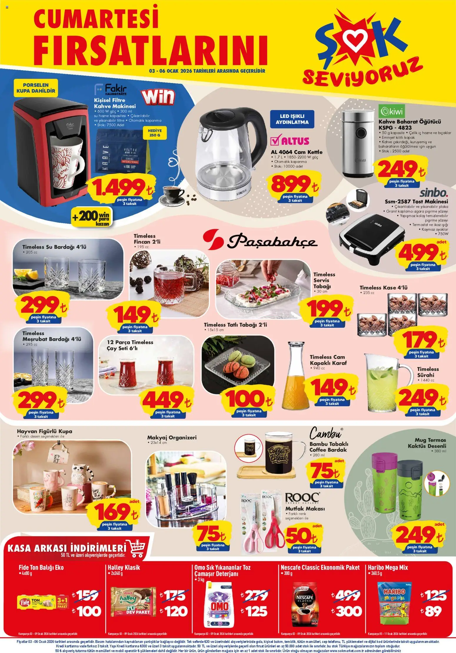 Şok Market Hafta sonu fırsatları - 03.01.2026 tarihinden itibaren geçerlidir | Sayfa: 2 | Ürünler: Filtre kahve makinesi, Termos, Izgara, Kahve makinesi