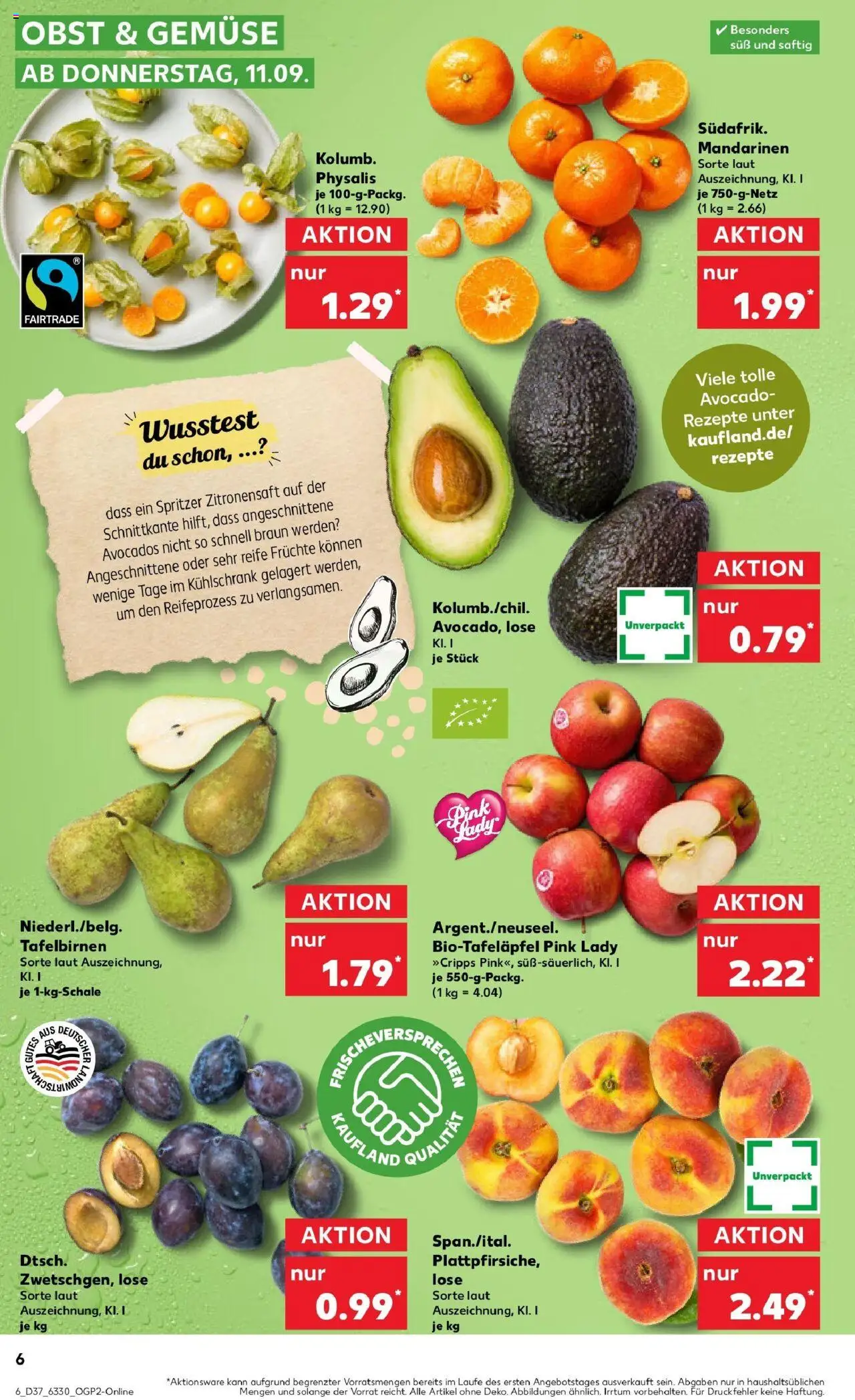 Kaufland prospekt Bremerhaven	 – gültig ab 14.09.2025 | Seite: 6 | Produkte: Kühlschrank, Mandarinen, Gemüse, Obst