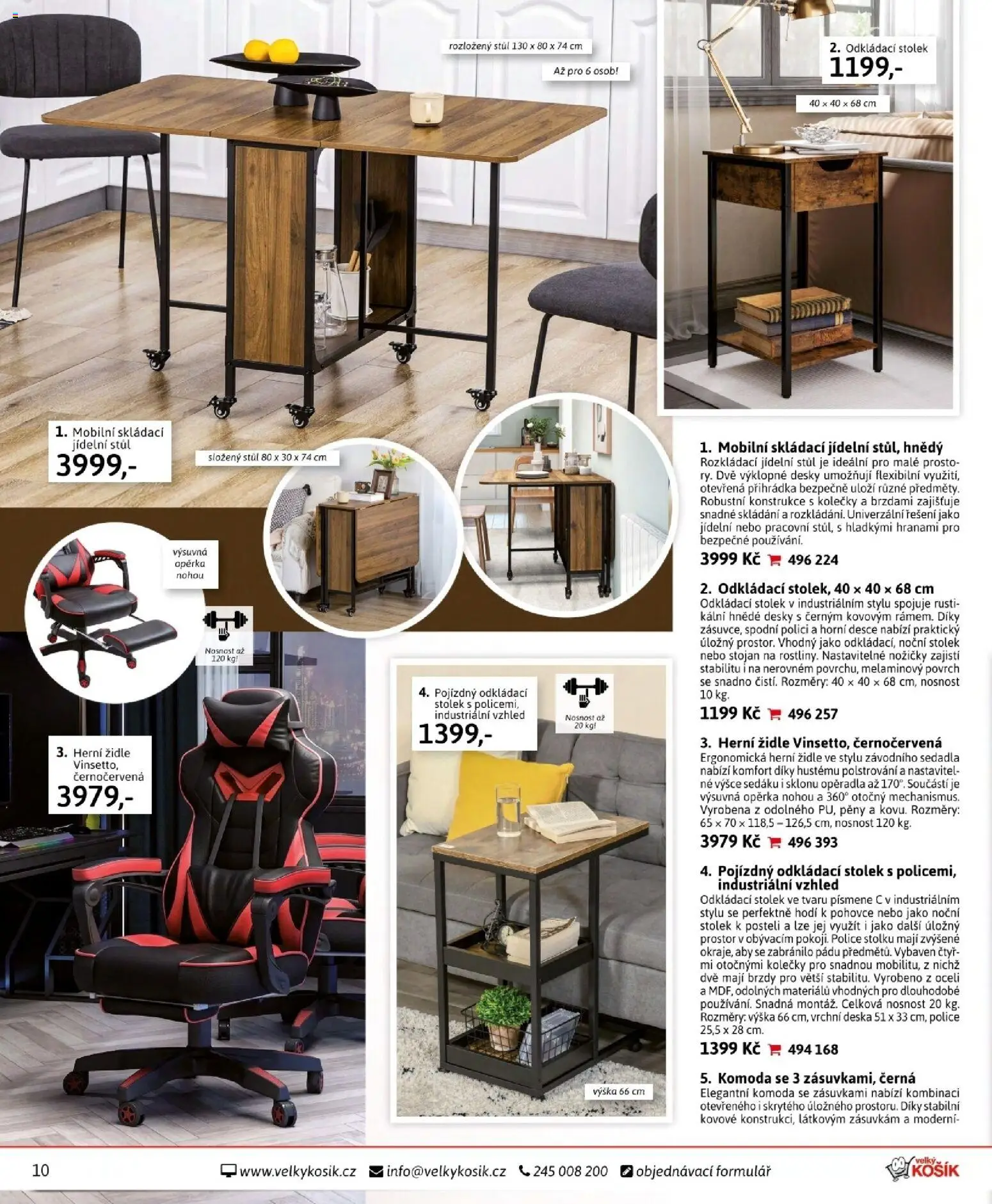 Velký Košík katalog leden 2026 od 01.01.2026 | Strana: 10 | Produkty: Odkládací stolek, Noční stolek, Stůl, Desky