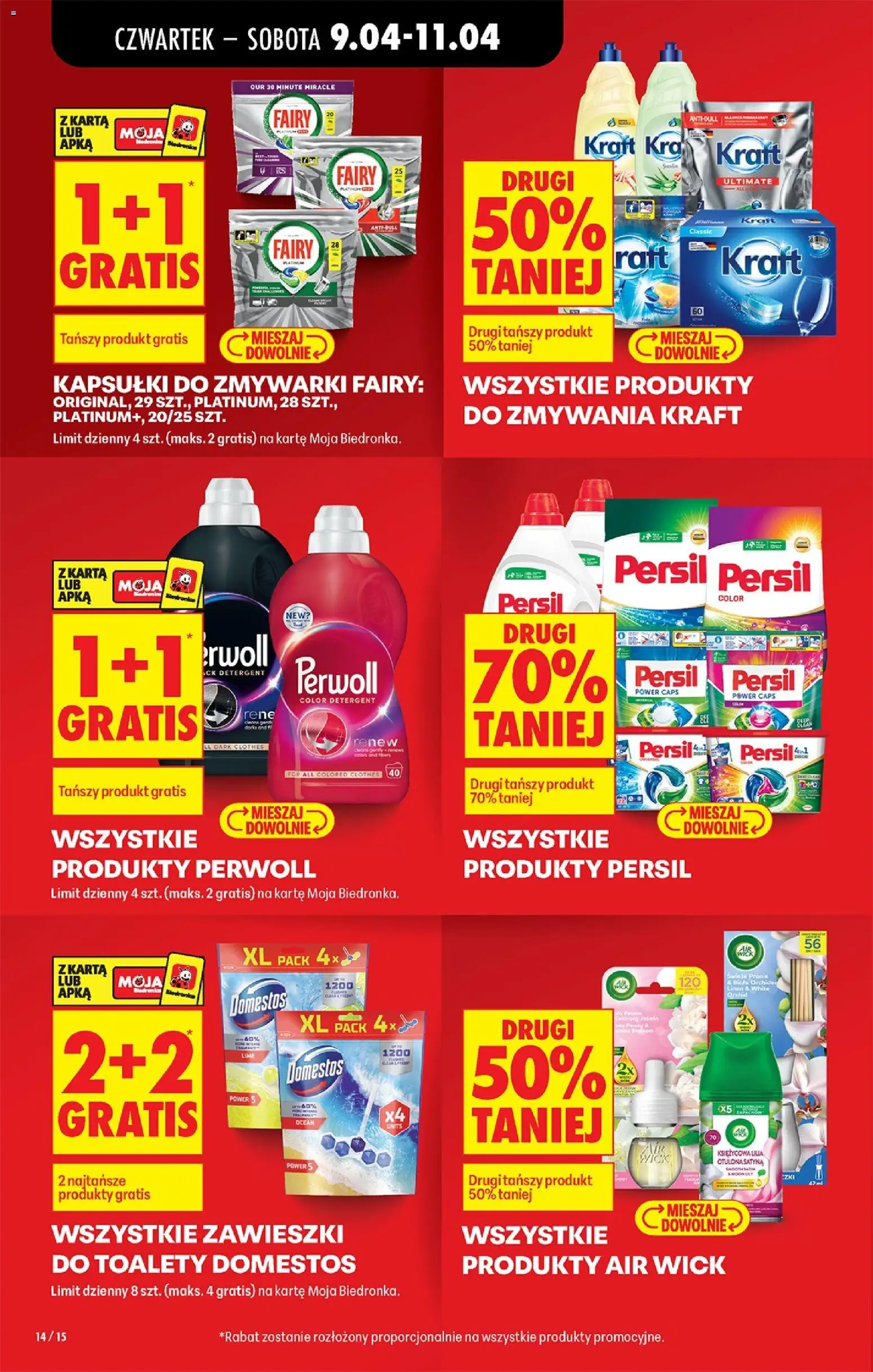 Biedronka gazetka od czwartku od 09.04.2026 | Strona: 18 | Produkty: Karta, Persil, Domestos, Kapsułki do zmywarki