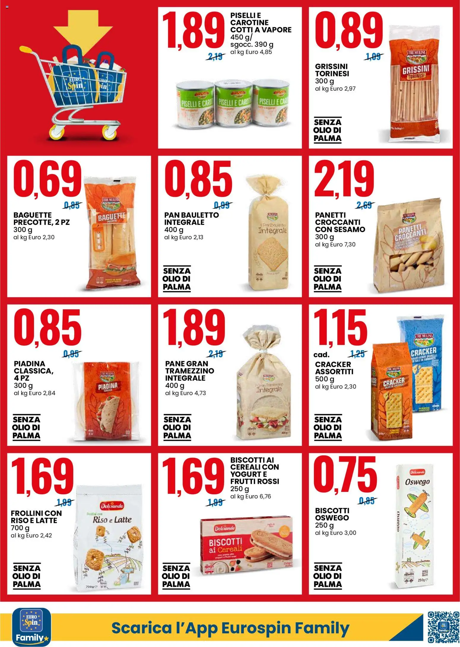 Volantino Eurospin del 01.03.2026 | Pagina: 8 | Prodotti: Pane, Piselli, Tramezzino, Frollini