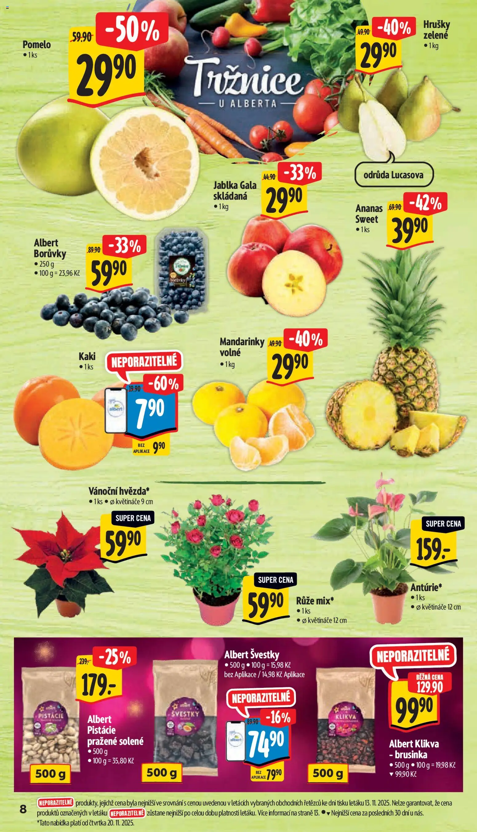 Albert leták - Supermarket od 19.11.2025 | Strana: 15 | Produkty: Jablka Gala, Mandarinky, Borůvky, Kaki