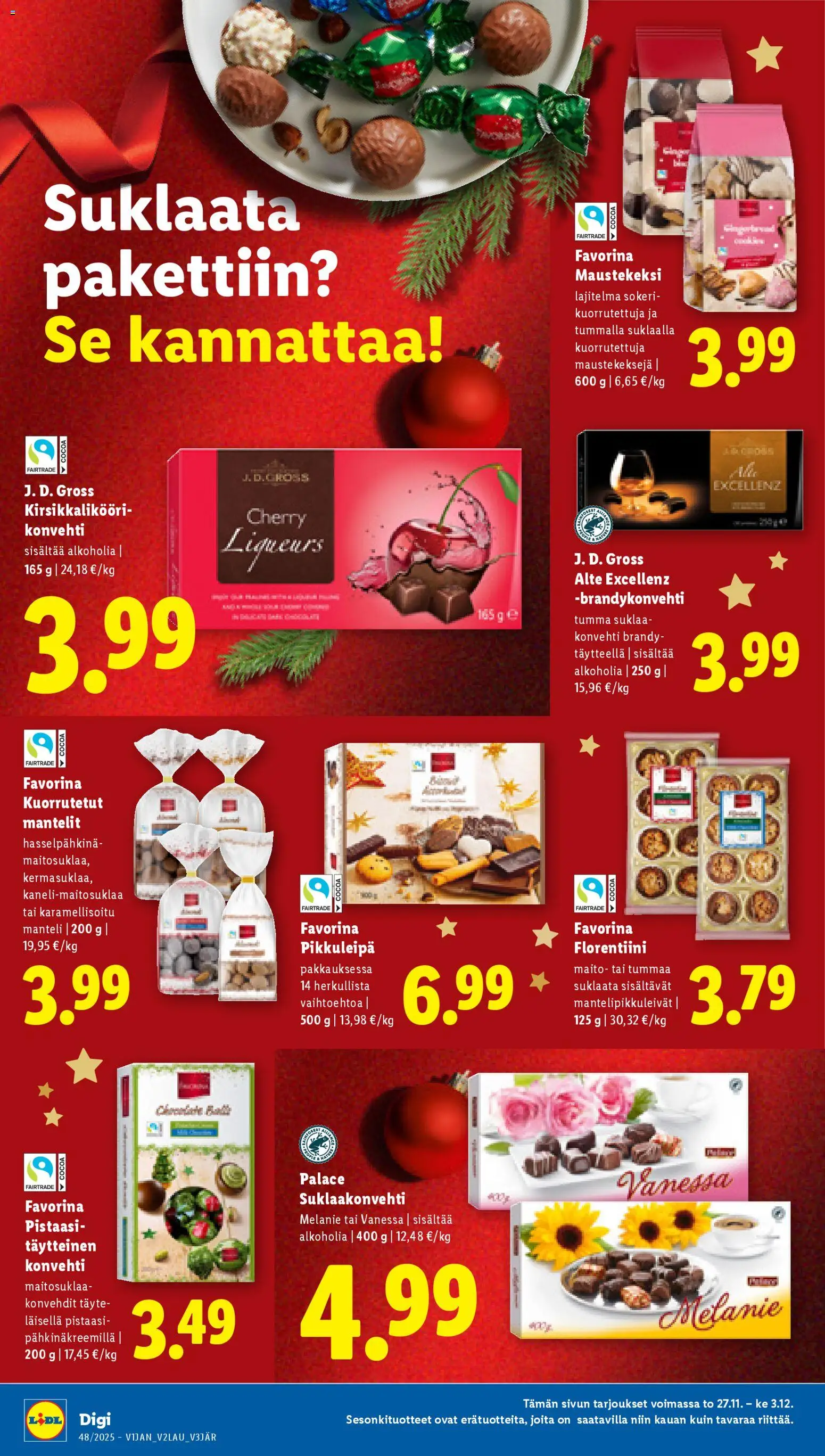 Lidl tarjoukset - Helsinki – voimassa 27.11.2025 alkaen | Sivu: 10 | Tuotteet: Mantelit, Maito, Suklaa