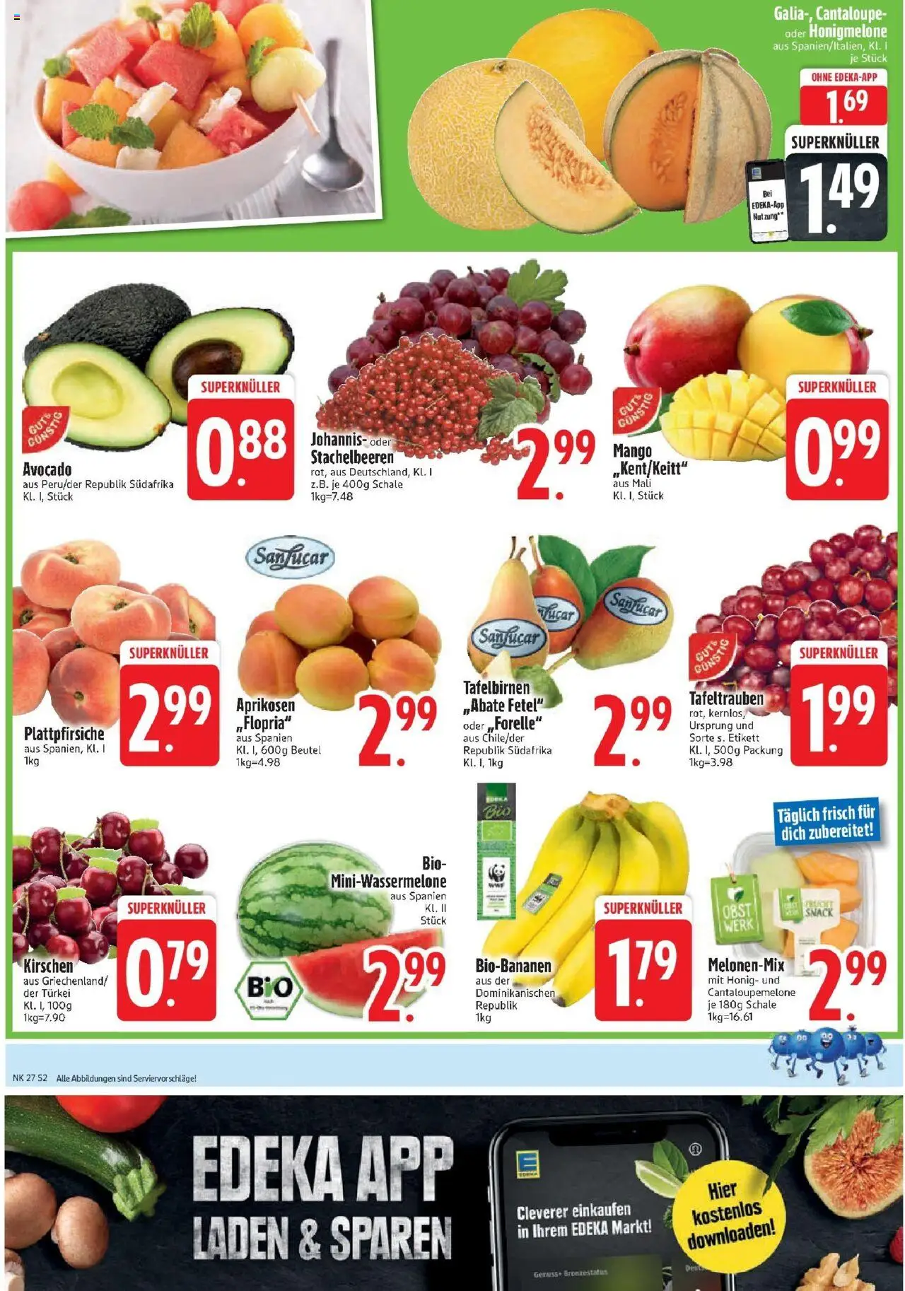 Edeka prospekt Murnau	 - gültig ab dem 29.06.2025 | Seite: 2 | Produkte: Kirschen, Honigmelone, Avocado, Obst