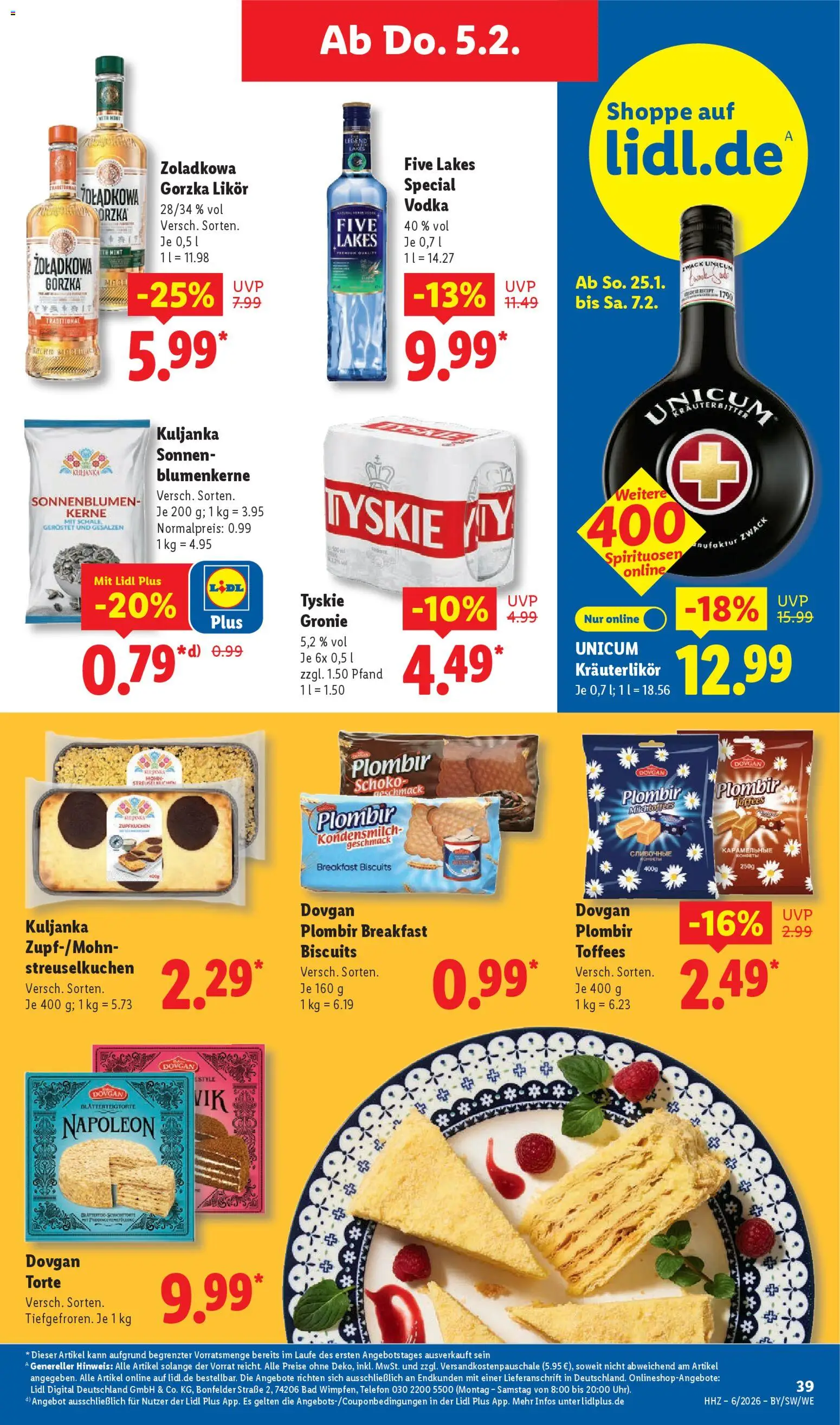 Lidl Prospekt München – gültig ab 02.02.2026 | Seite: 53 | Produkte: Tyskie, Likör, Bad, Vodka