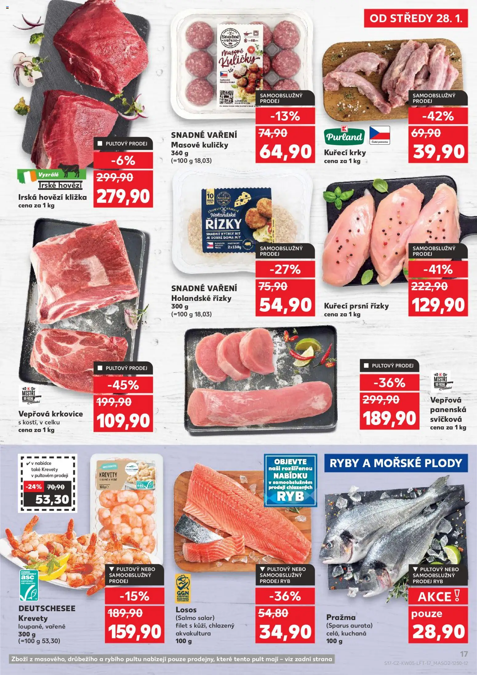 Kaufland leták - Kolín od 28.01.2026 | Strana: 17 | Produkty: Irské hovězí, Pražma, Ryby, Kuřecí prsní řízky