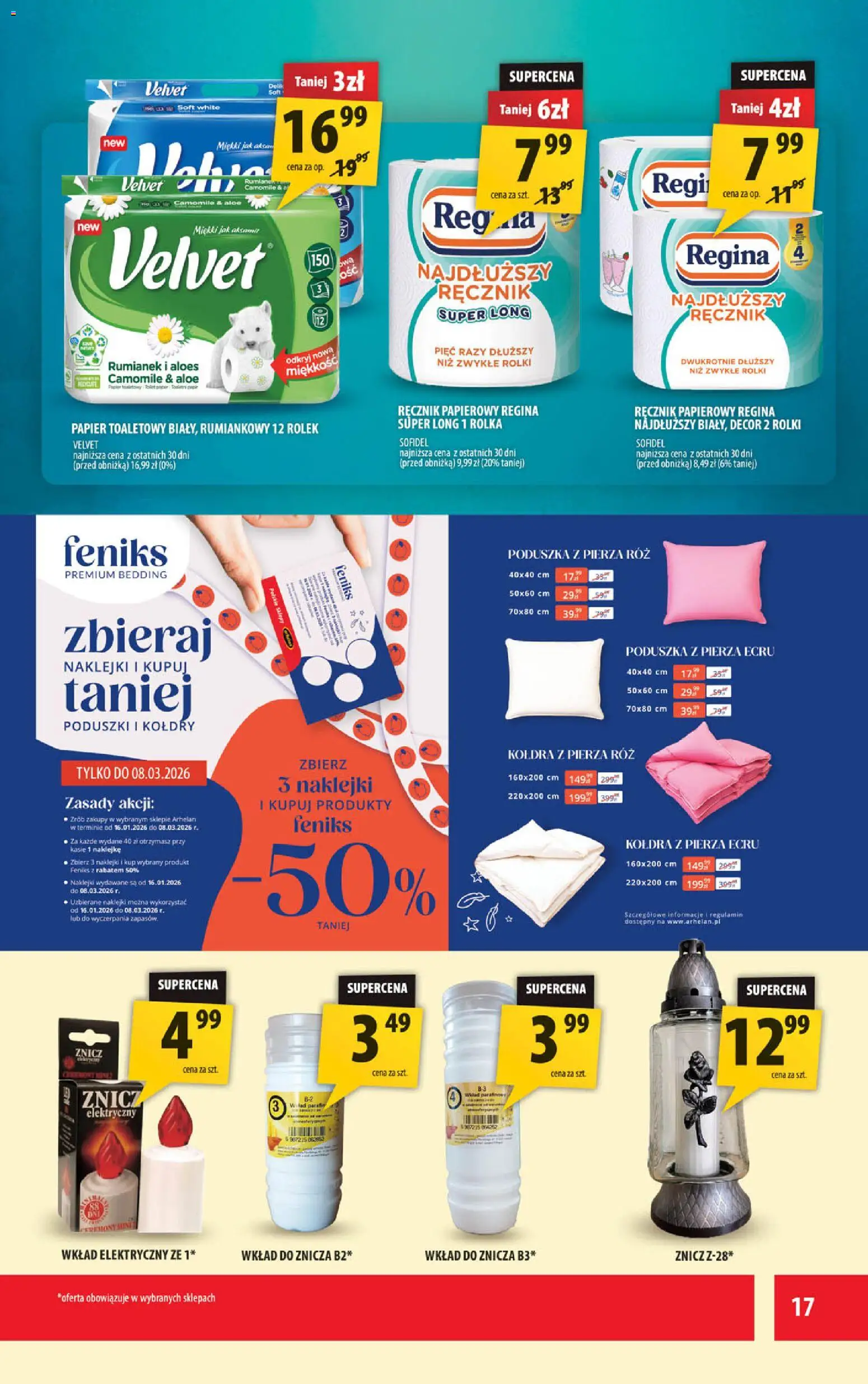 Arhelan Gazetka od 27.02.2026 | Strona: 17 | Produkty: Papier toaletowy, Naklejki, Kołdra, Ręcznik papierowy