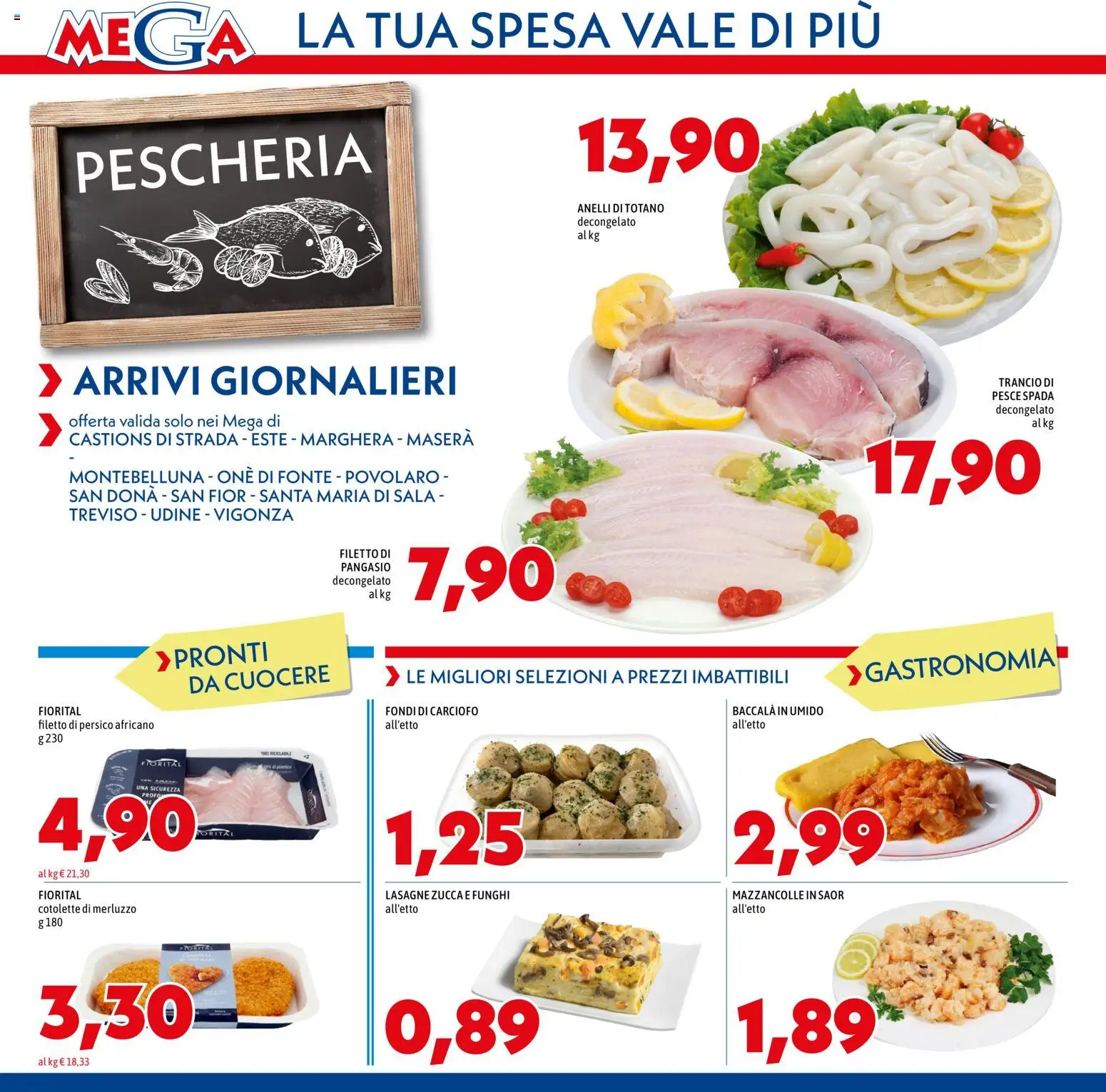 Volantino Mega del 15.01.2026 | Pagina: 2 | Prodotti: Pesce, Mazzancolle, Funghi, Pesce spada