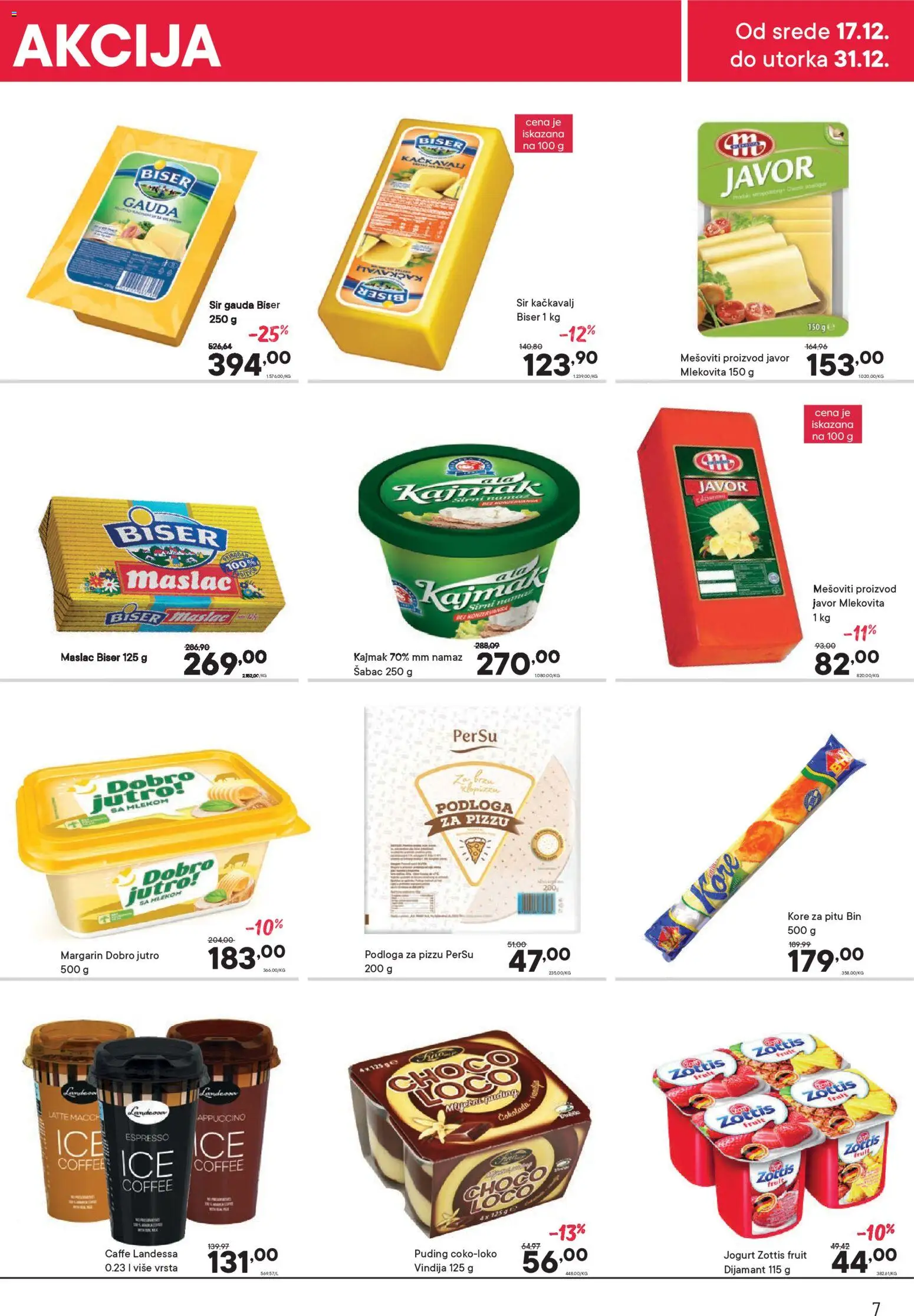 PerSu katalog - važi od 17.12.2025 | Strana: 7 | Proizvode: Margarin, Kačkavalj, Jogurt, Čokolada