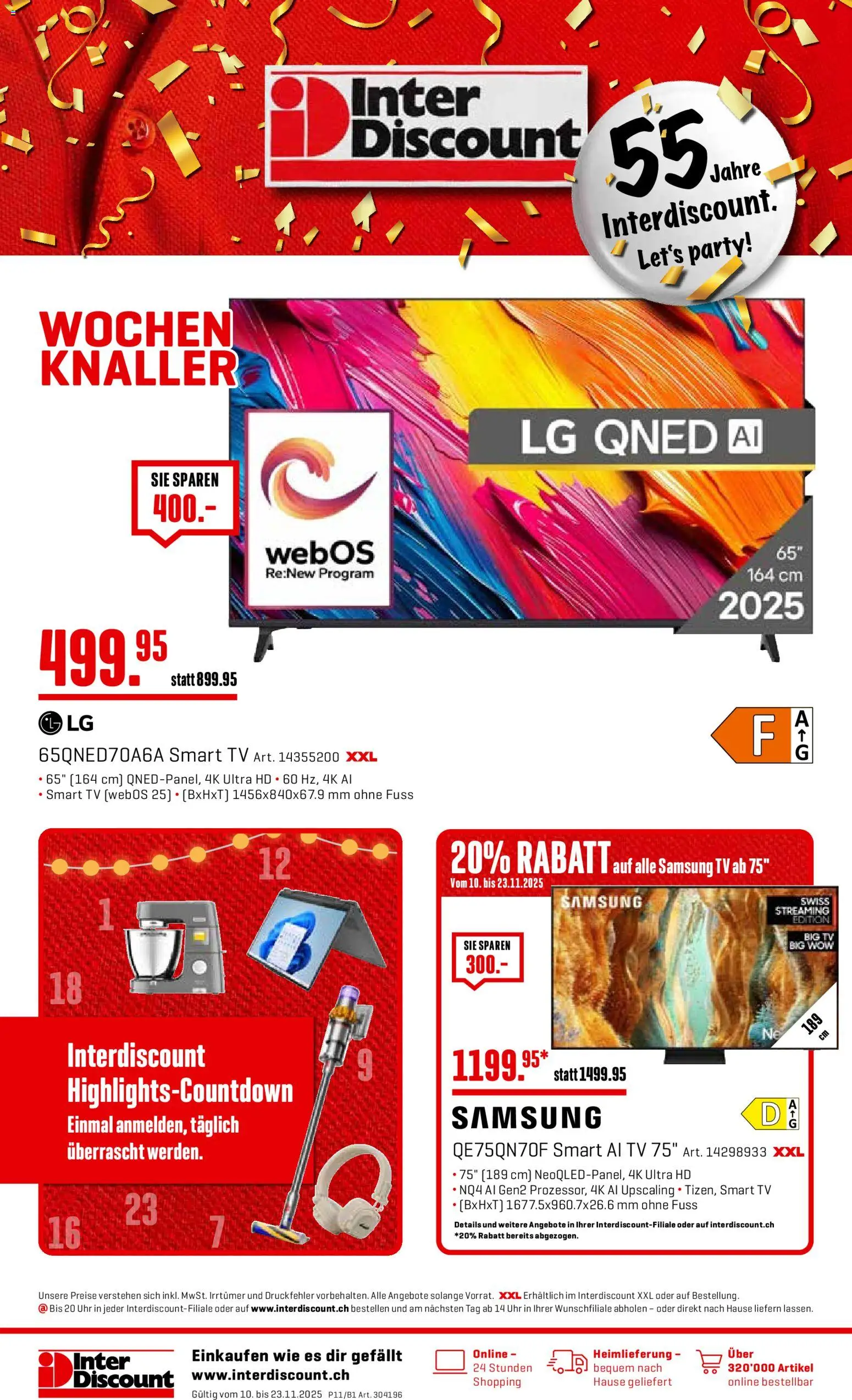Interdiscount Aktionen – gültig ab 10.11.2025 | Seite: 1 | Produkte: Uhr, TV, Samsung, LG