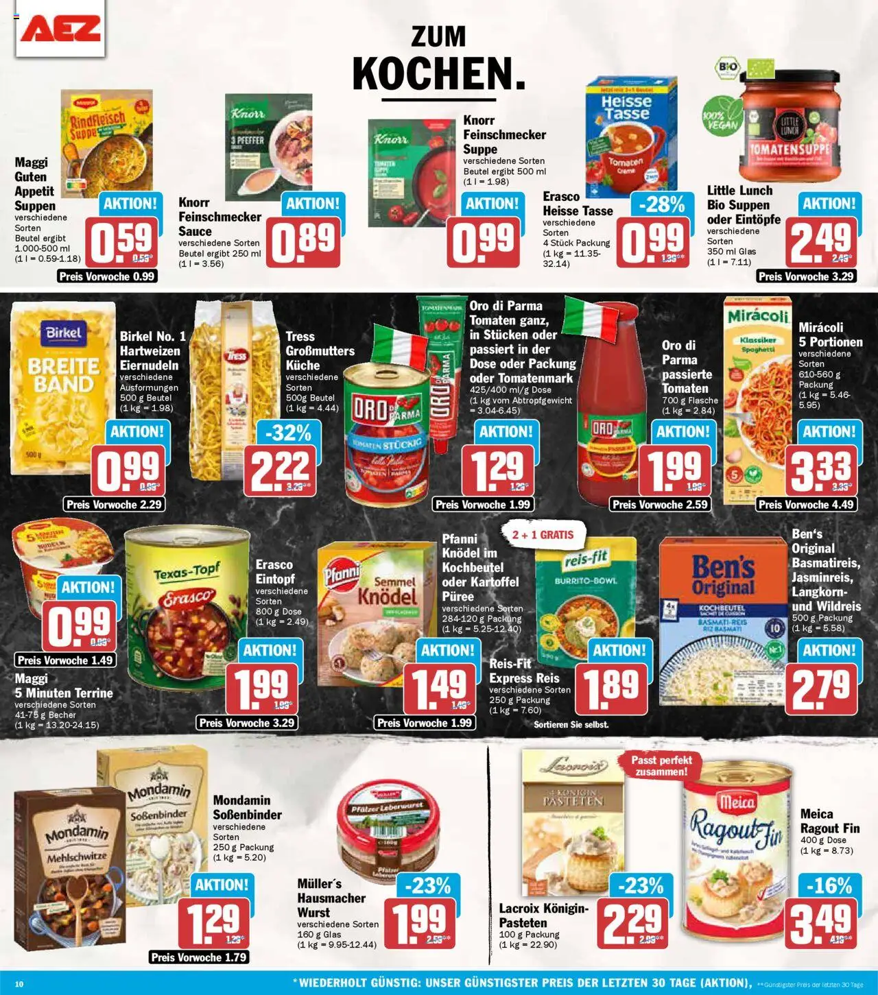 AEZ Prospekt 	 – gültig ab 29.09.2025 | Seite: 10 | Produkte: Basmatireis, Wurst, Reis, Erasco