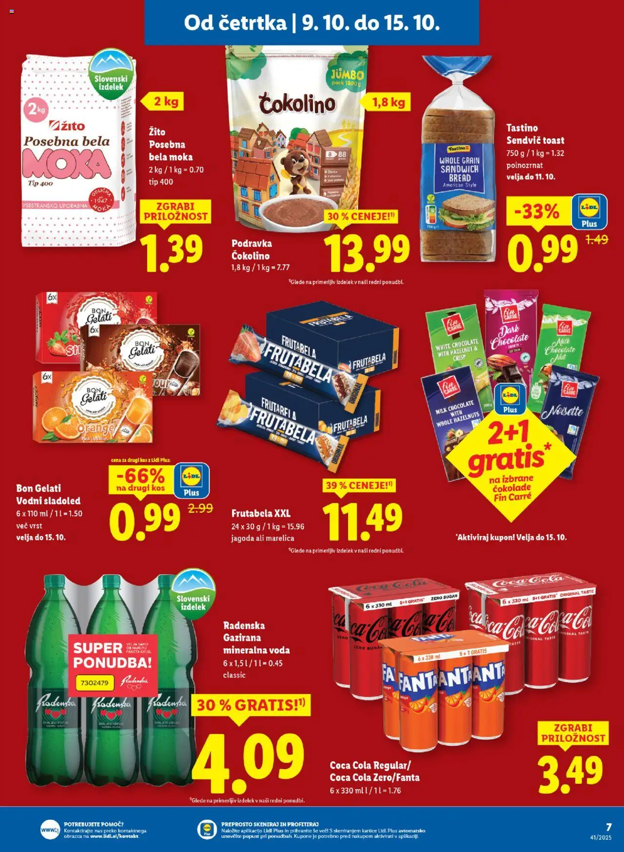 Novi Lidl katalog ponudbe – veljaven od 09.10.2025 | Stran: 7 | Izdelki: Moka, Kos, Čokolino, Voda
