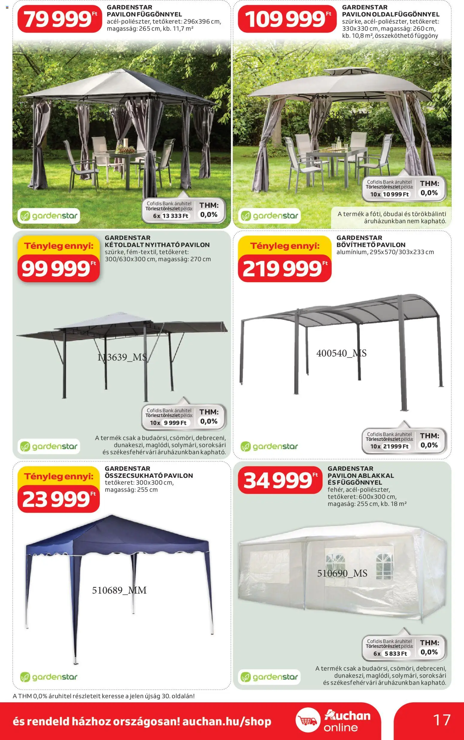 Auchan akciós ujság - amely érvényes a következő dátumtól: 05.03.2026 | Oldal: 17 | Termékek: Pavilon függönnyel, Függöny, Pavilon