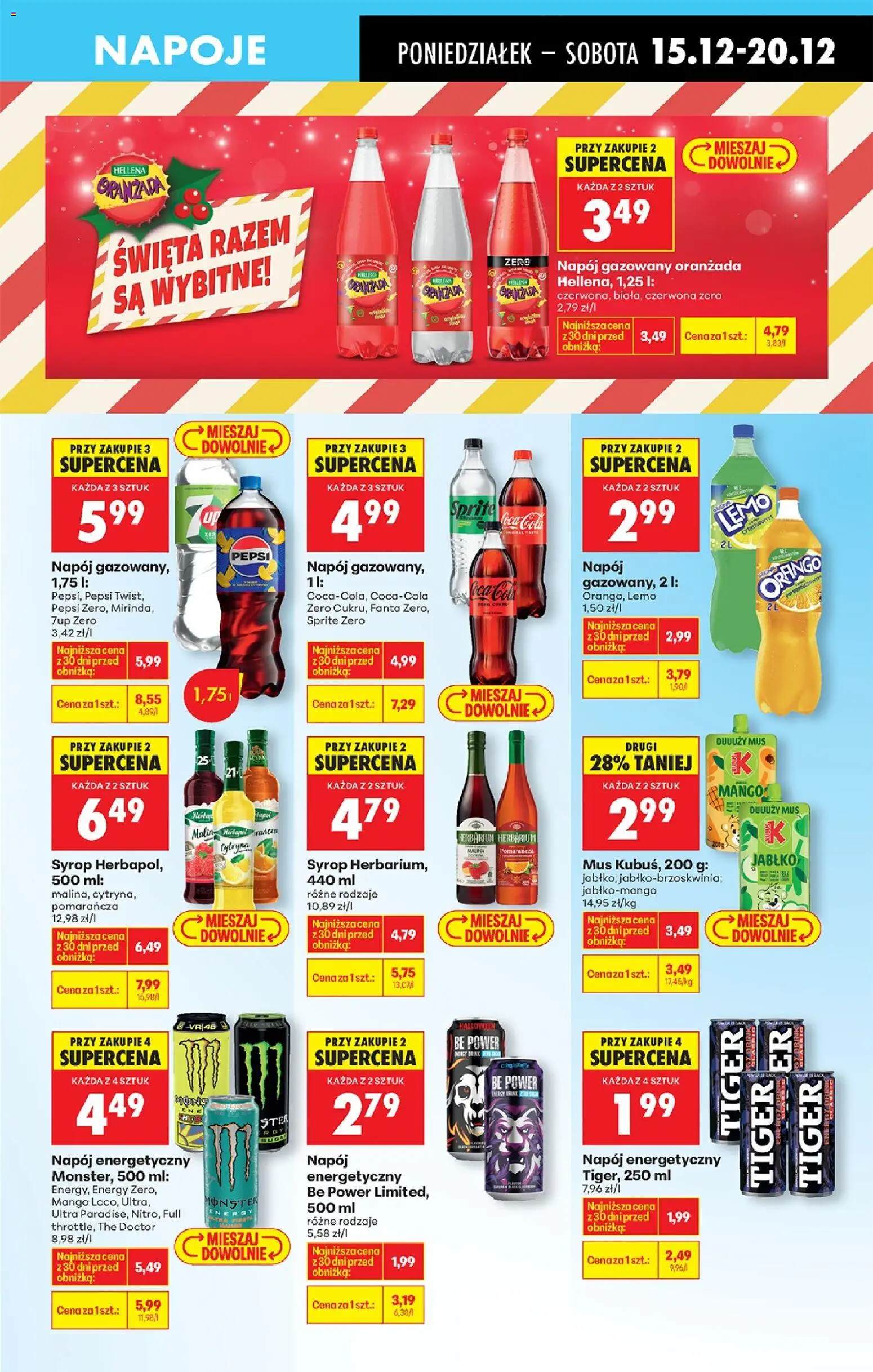 Biedronka gazetka od 15.12.2025 | Strona: 55 | Produkty: Mango, Syrop, Herbarium, Napój energetyczny Be Power