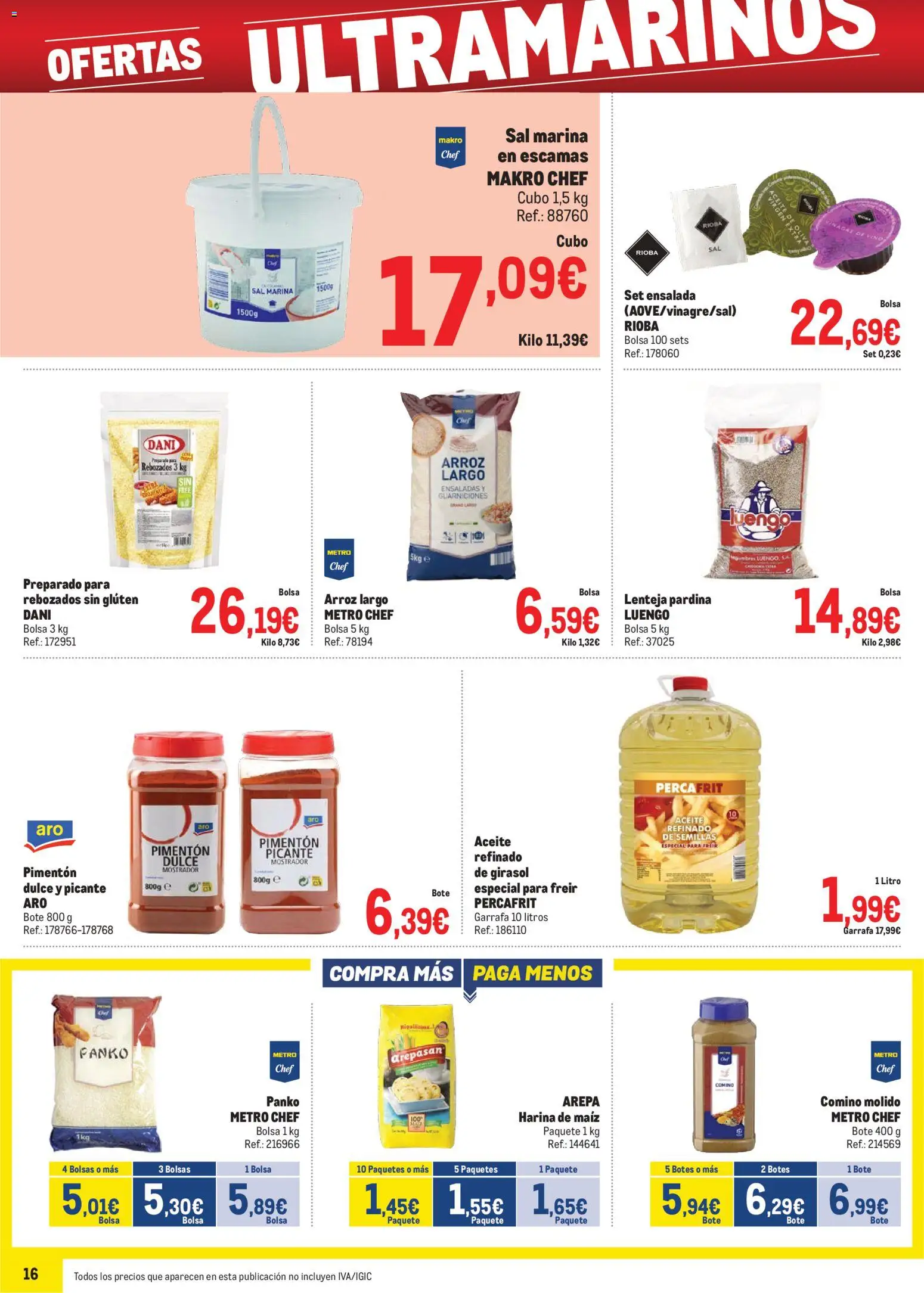 Makro - Precios Canarias │ válido desde el 03.11.2025 | Página: 16 | Productos: Aceite, Arroz, Ensalada, Bolsa