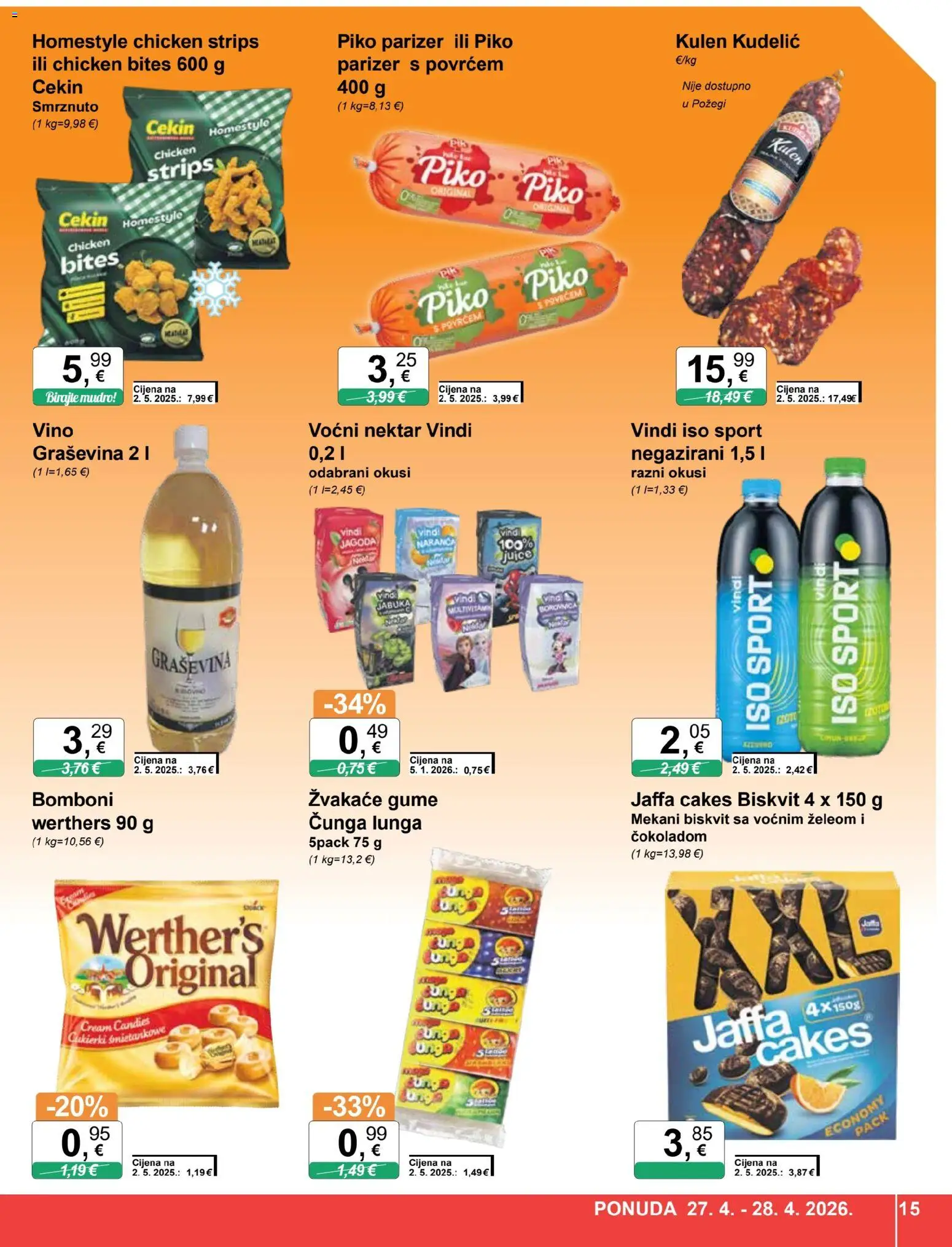 KTC katalog | vrijedi od 22.04.2026 | Stranica: 15 | Proizvodi: Vino, Bomboni, Parizer, Jabuka