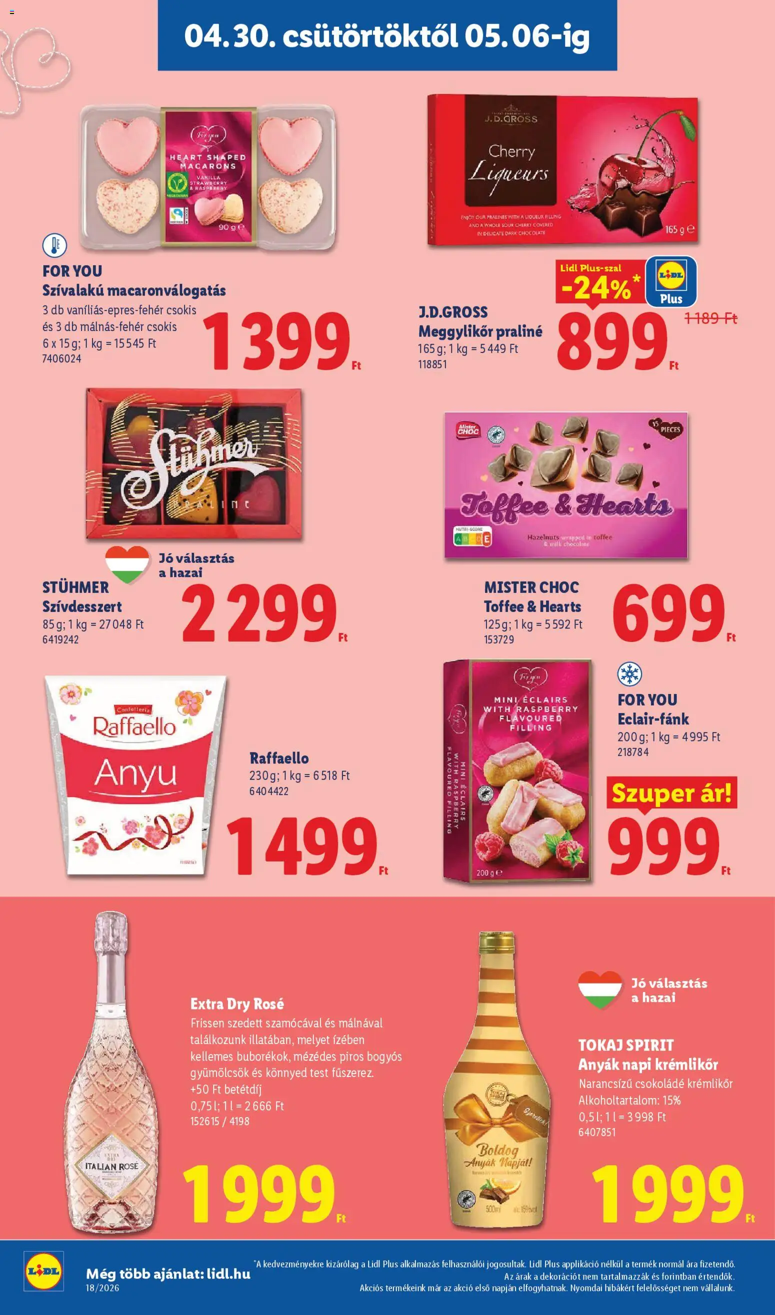 Lidl akciós ujság - amely érvényes a következő dátumtól: 30.04.2026 | Oldal: 22 | Termékek: Raffaello, Krémlikőr, Praliné, Csokoládé