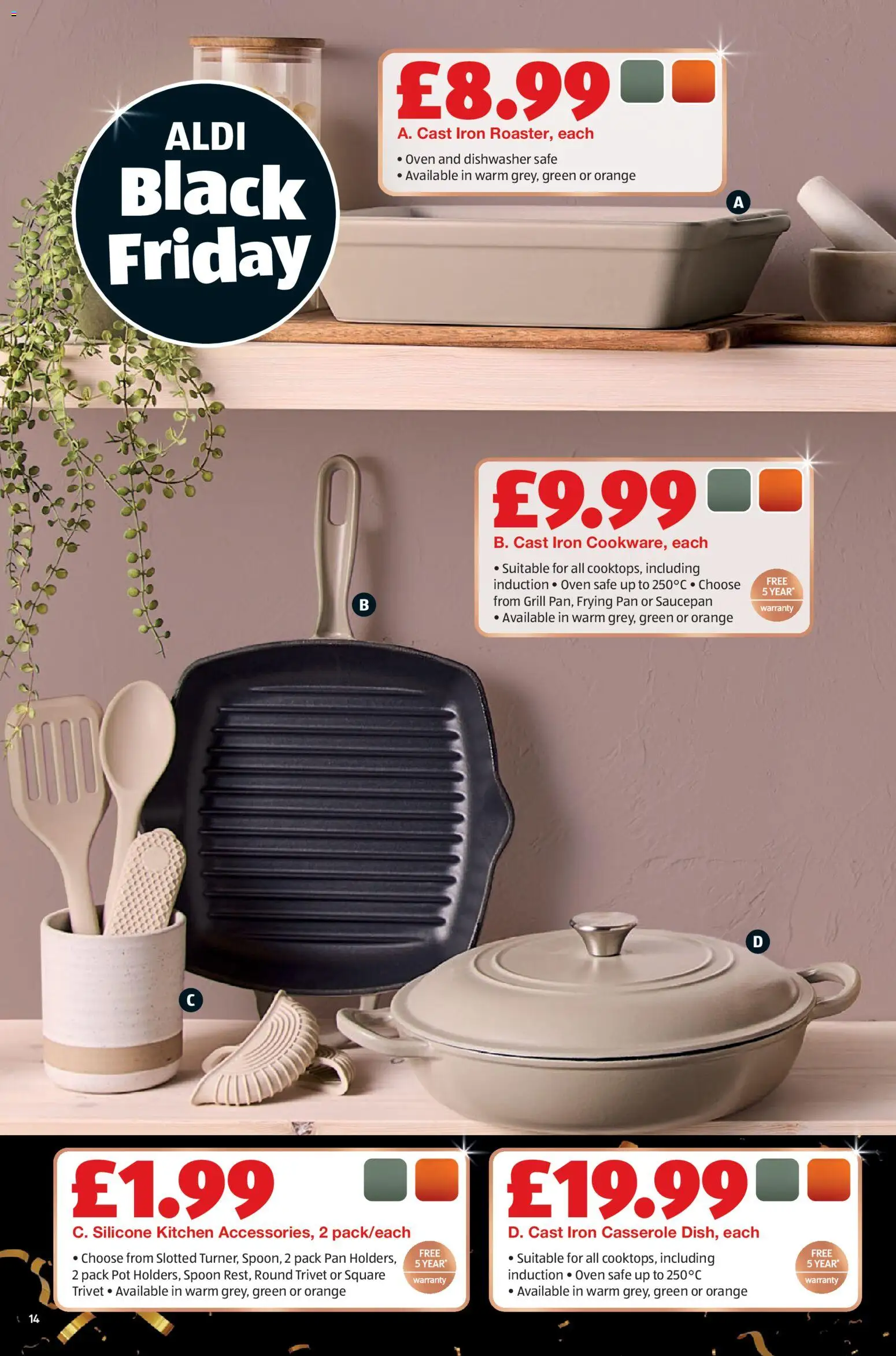 {H1} | Page: 14 | Products: Saucepan, Dishwasher, Iron, Orange