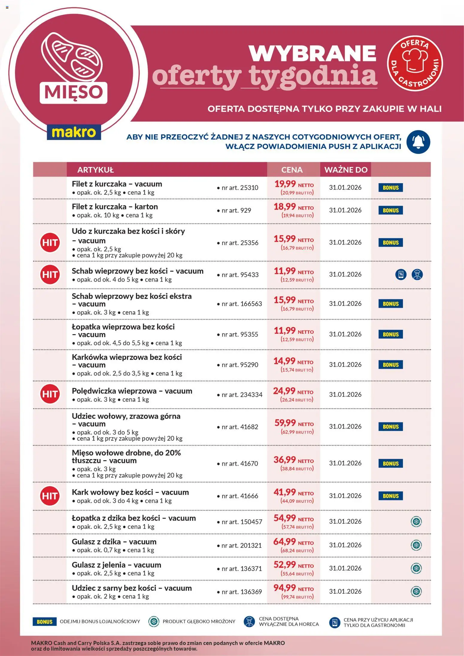 Makro Gazetka - Wybrane oferty tygodnia od 26.01.2026 | Strona: 1 | Produkty: Karkówka, Mięso, Schab wieprzowy bez kości, Gulasz