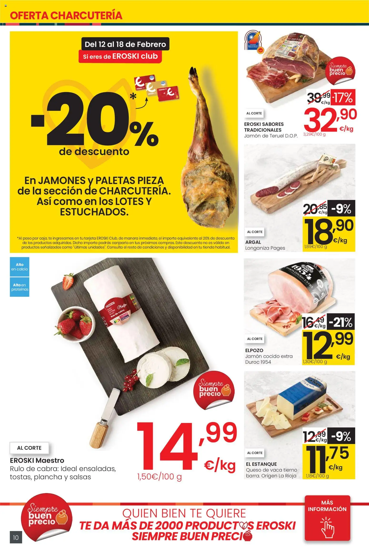 Eroski - Siempre a buen precio  │ válido desde el 12.02.2026 | Página: 10 | Productos: Queso de vaca, Queso, Jamón, Té