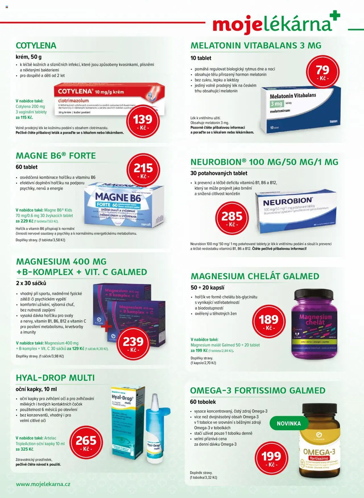 Moje lékárna leták od 13.09.2025 | Strana: 8 | Produkty: Vitamin c, Hořčík, Krém, Tablet
