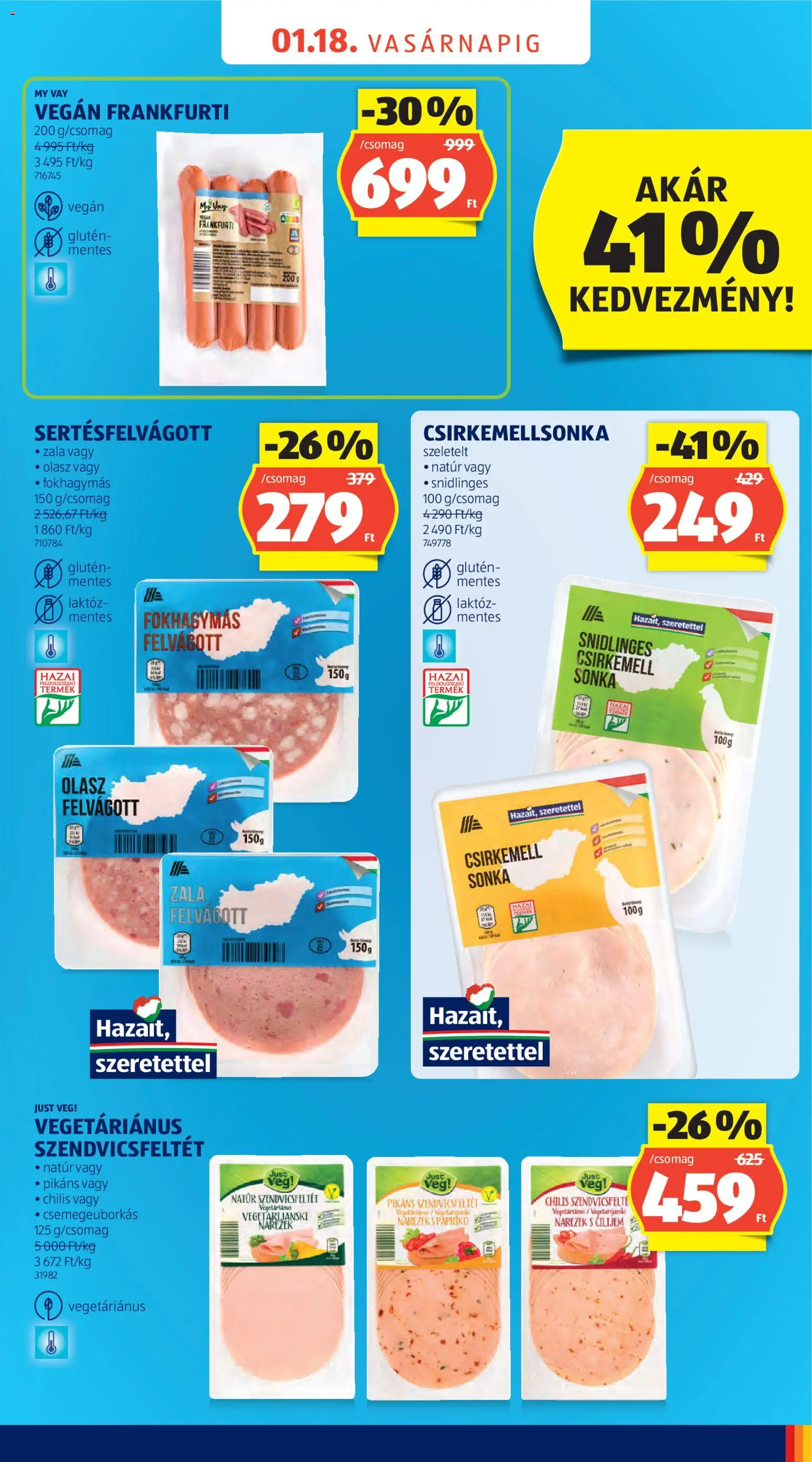 Aldi akciós ujság - amely érvényes a következő dátumtól: 17.01.2026 | Oldal: 5 | Termékek: Sonka, Vegán, Felvágott, Csirkemell