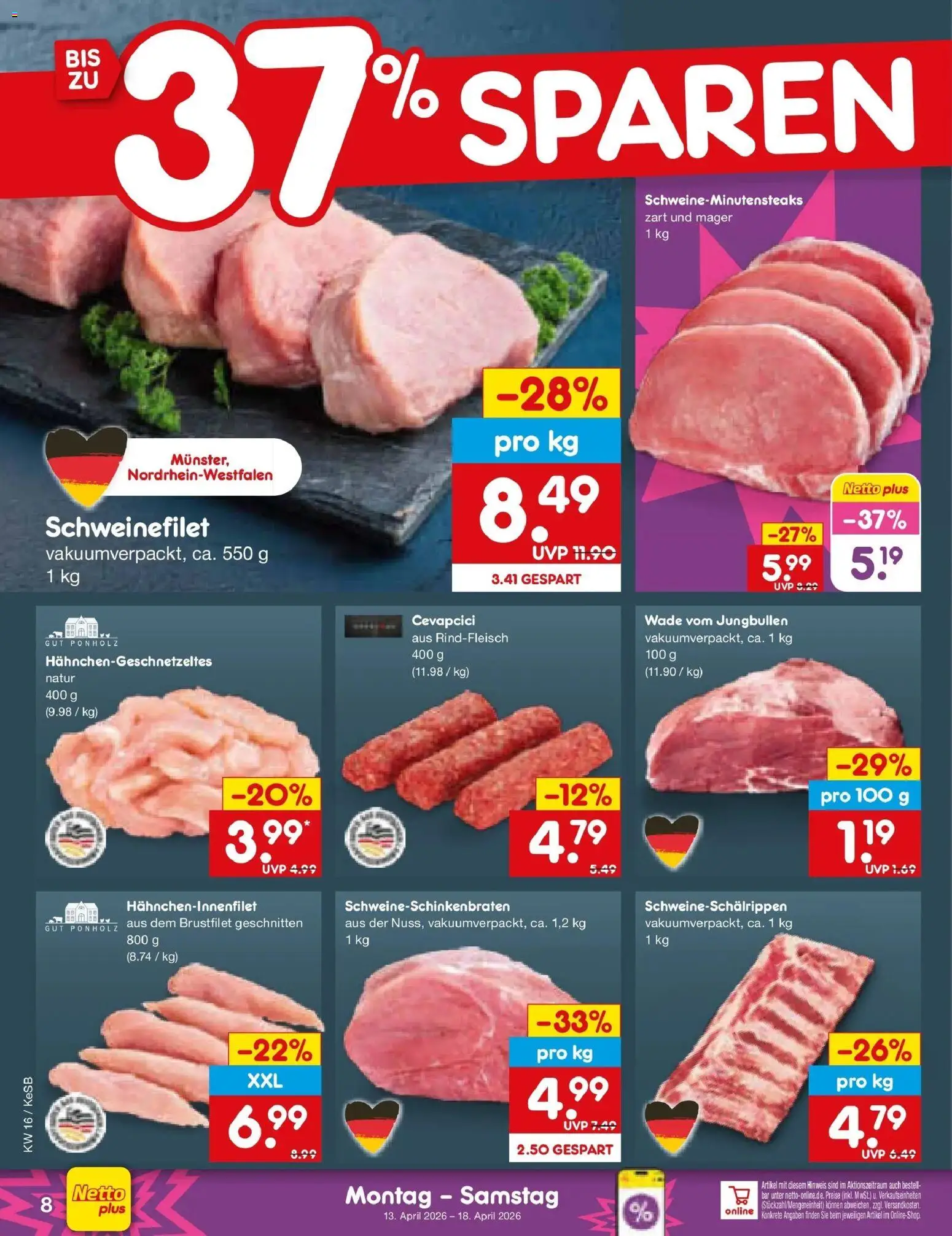 Netto Marken-Discount Prospekt Bonn	 – gültig ab 13.04.2026 | Seite: 10 | Produkte: Cevapcici, Schweinefilet, Rindfleisch