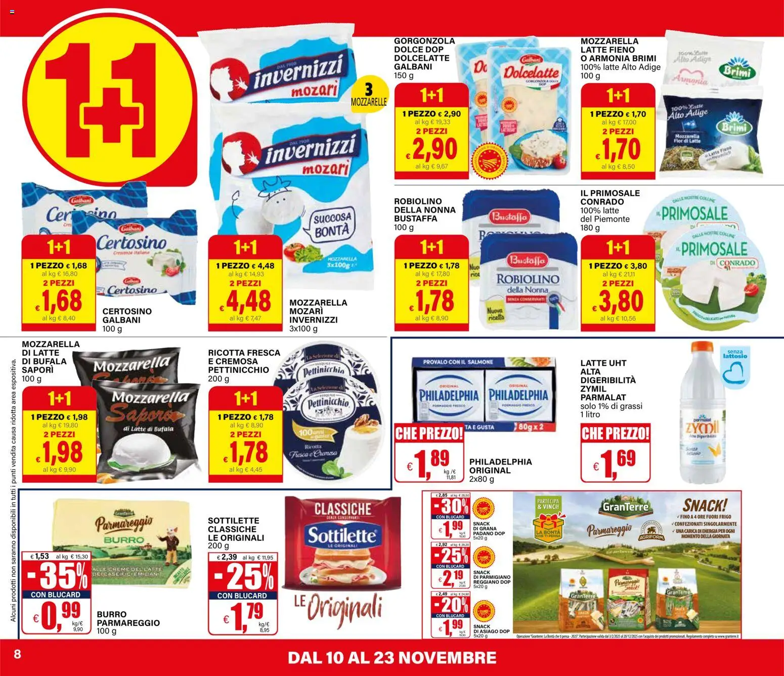 Volantino Il Gigante del 10.11.2025 | Pagina: 8 | Prodotti: Salmone, Latte, Burro, Gorgonzola