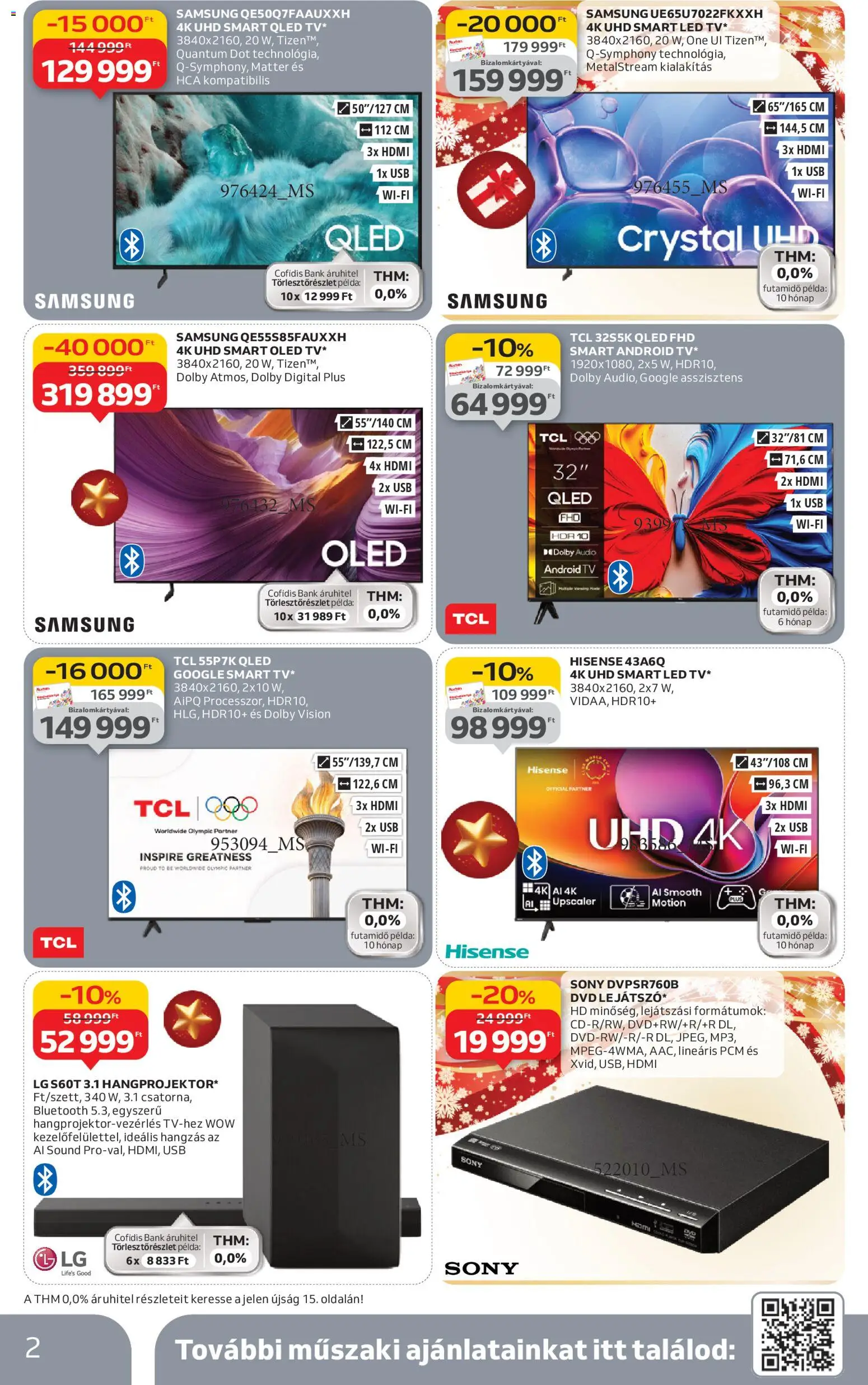 Auchan akciós ujság - amely érvényes a következő dátumtól: 27.11.2025 | Oldal: 2 | Termékek: Audio, USB, TV, Samsung