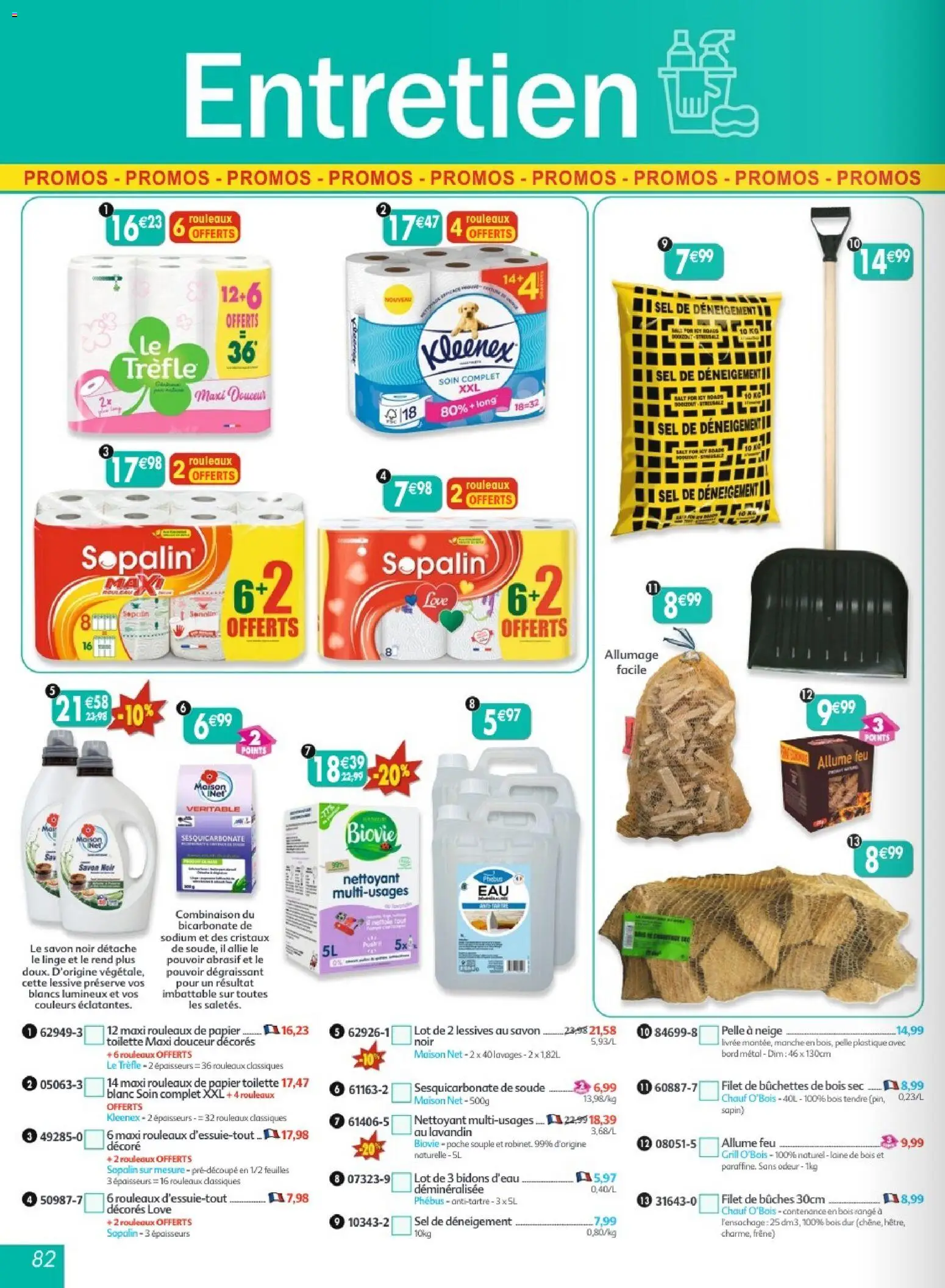 {H1} | Page: 82 | Produits: Allume feu, Grill, Savon, Sel