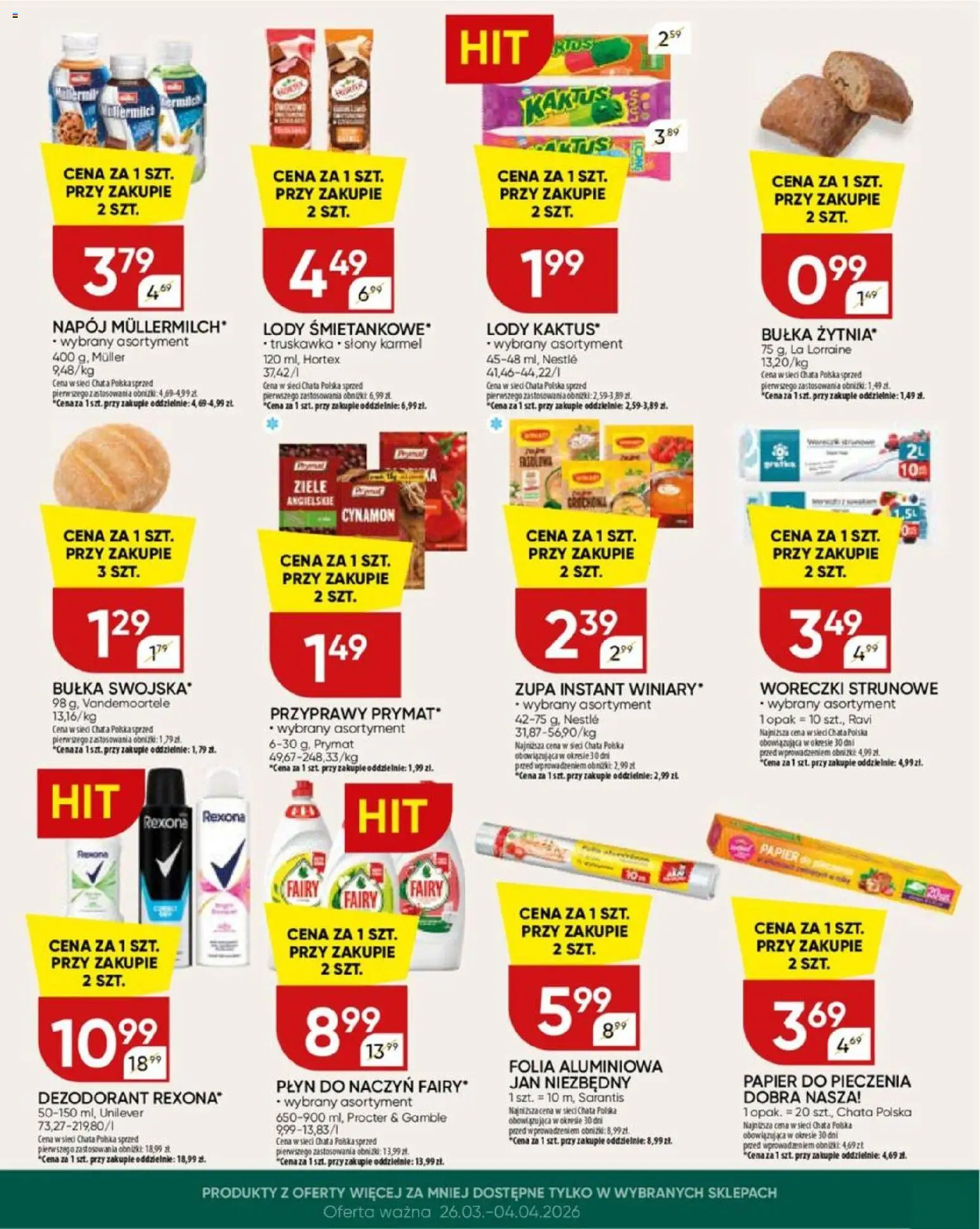 Chata Polska gazetka od 26.03.2026 | Strona: 31 | Produkty: Półka, Bułka, Woreczki strunowe, Lody