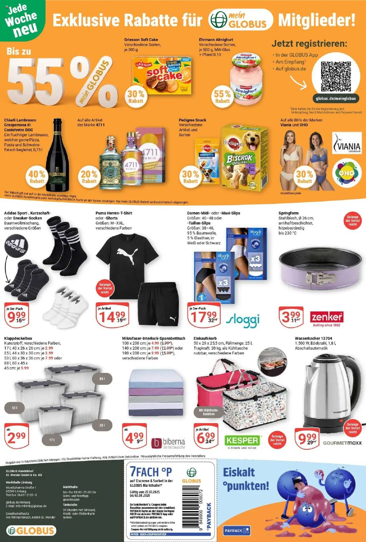 Globus prospekt Limburg	 - gültig ab dem 28.07.2025 | Seite: 28 | Produkte: Bettwäsche, Eiscreme, Pedigree, Pasta