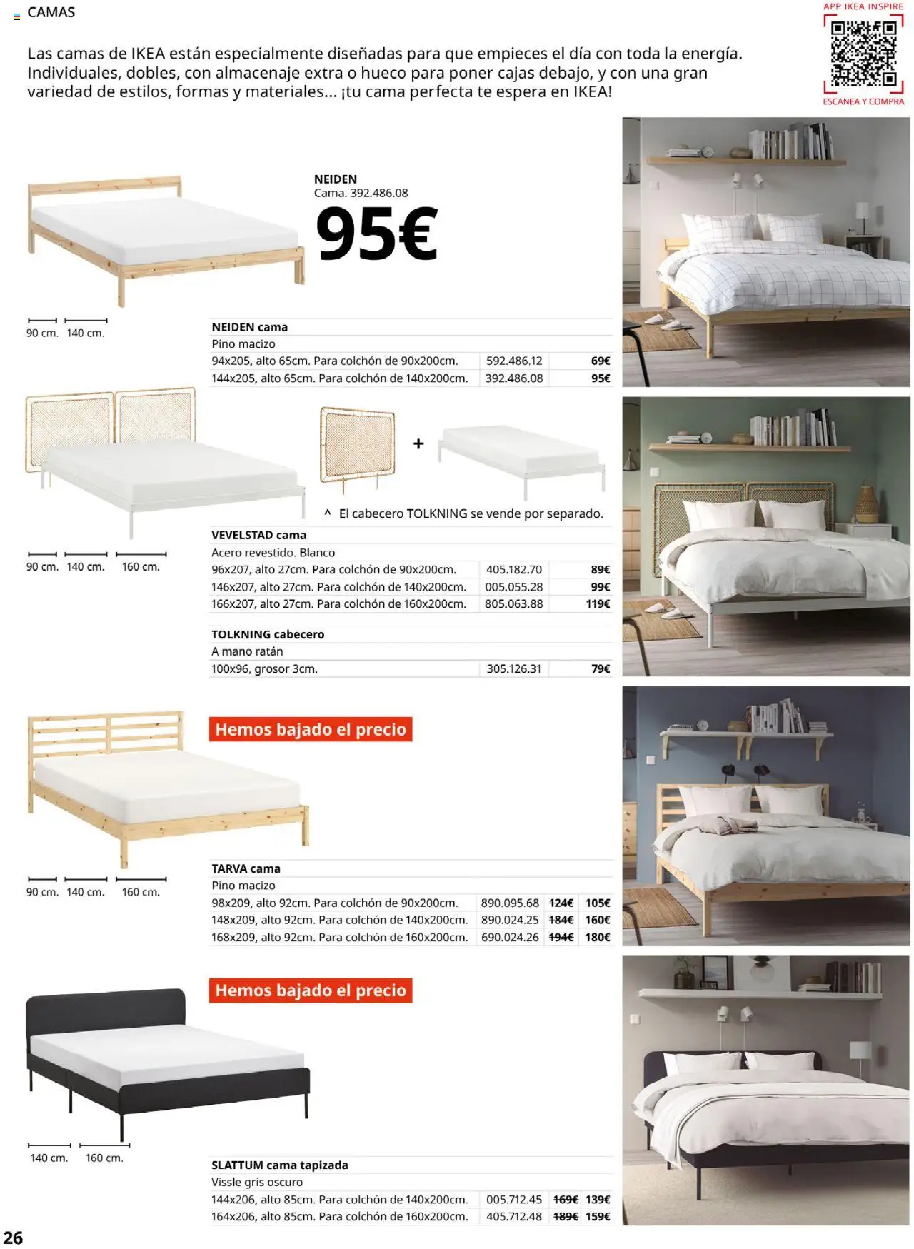 Catálogo IKEA Muebles para el dormitorio │ válido desde el 04.02.2025 | Página: 26 | Productos: Té, Colchon, Cama, Almacenaje